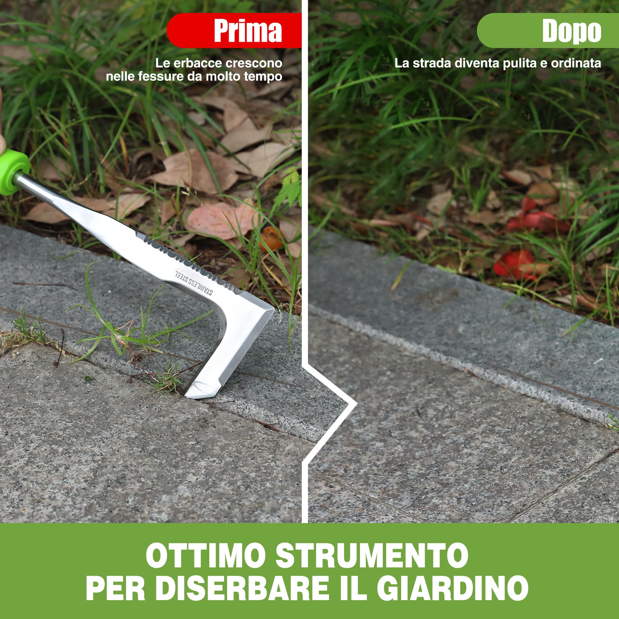 WORKPRO Estirpatore Erbacce Manuale, sarchiatore per erbacce con bordo seghettato, estirpatore erbacce da giardino per rimuovere muschio ed erbacce da 30,5 cm con manico