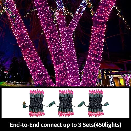 Miniatura 6 de Luces decorativas de Navidad rosas extensibles superbrillantes, 300 luces de 63.8 pies (2 paquetes de 150 litros), con certificación UL, juego de