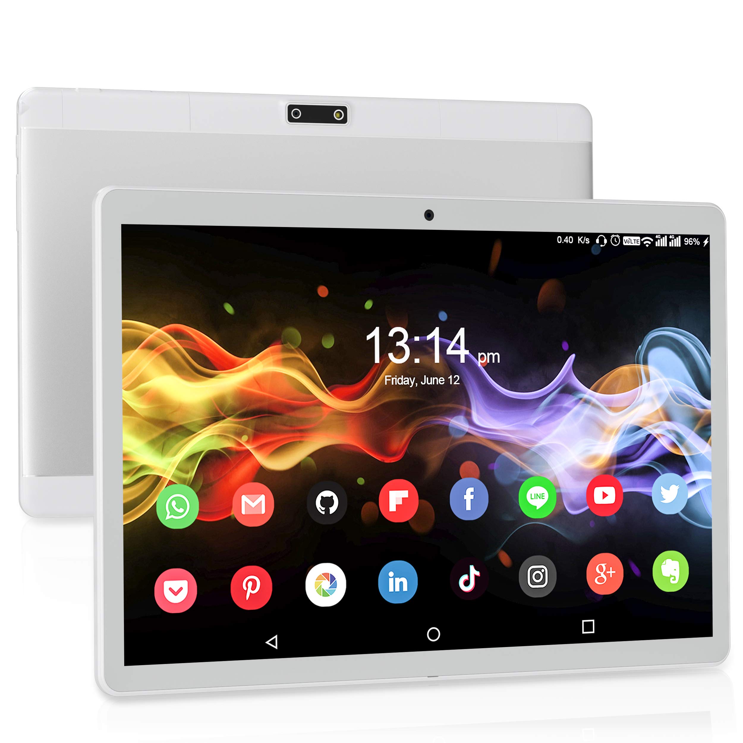 ZONKO Tablet 10 Inch with Dual Sim Card Slots, 10 inch Android Tablet with 32 GB ROM Quad Core Processor, 1280x800 IPS HD Display, Bluetooth, GPS, FM, WiFi (White)