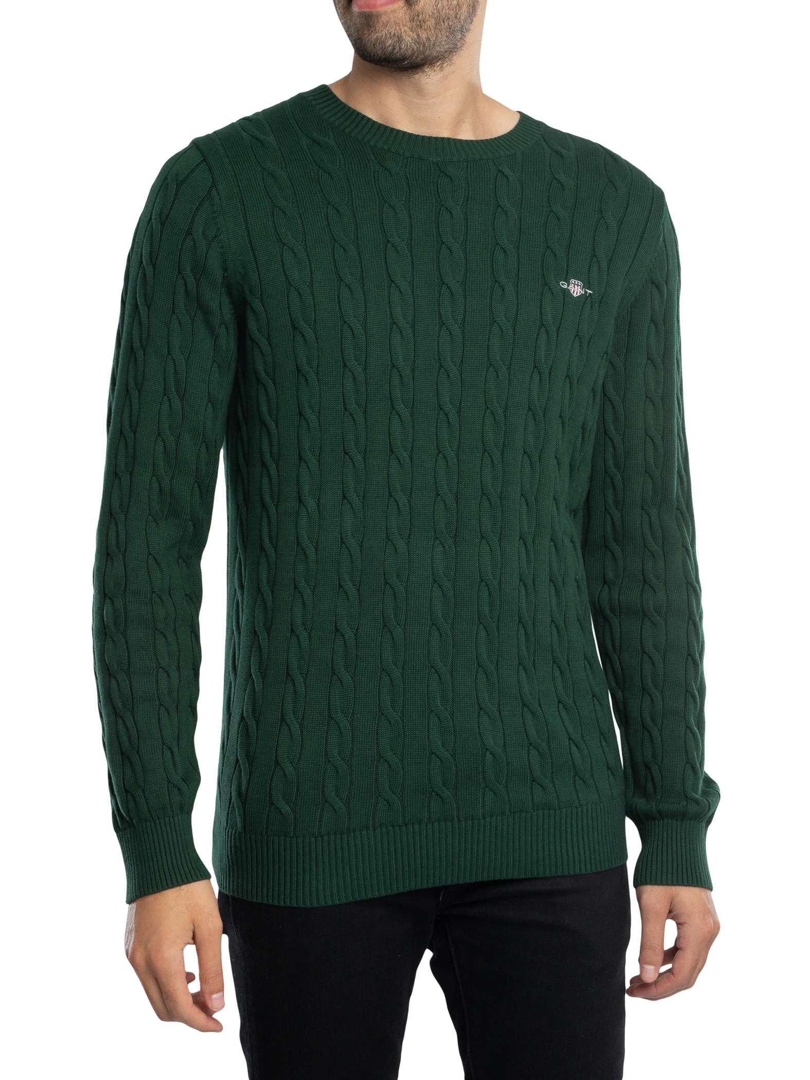GANT Pullover Langarm Rundhals Kabelstrick beige