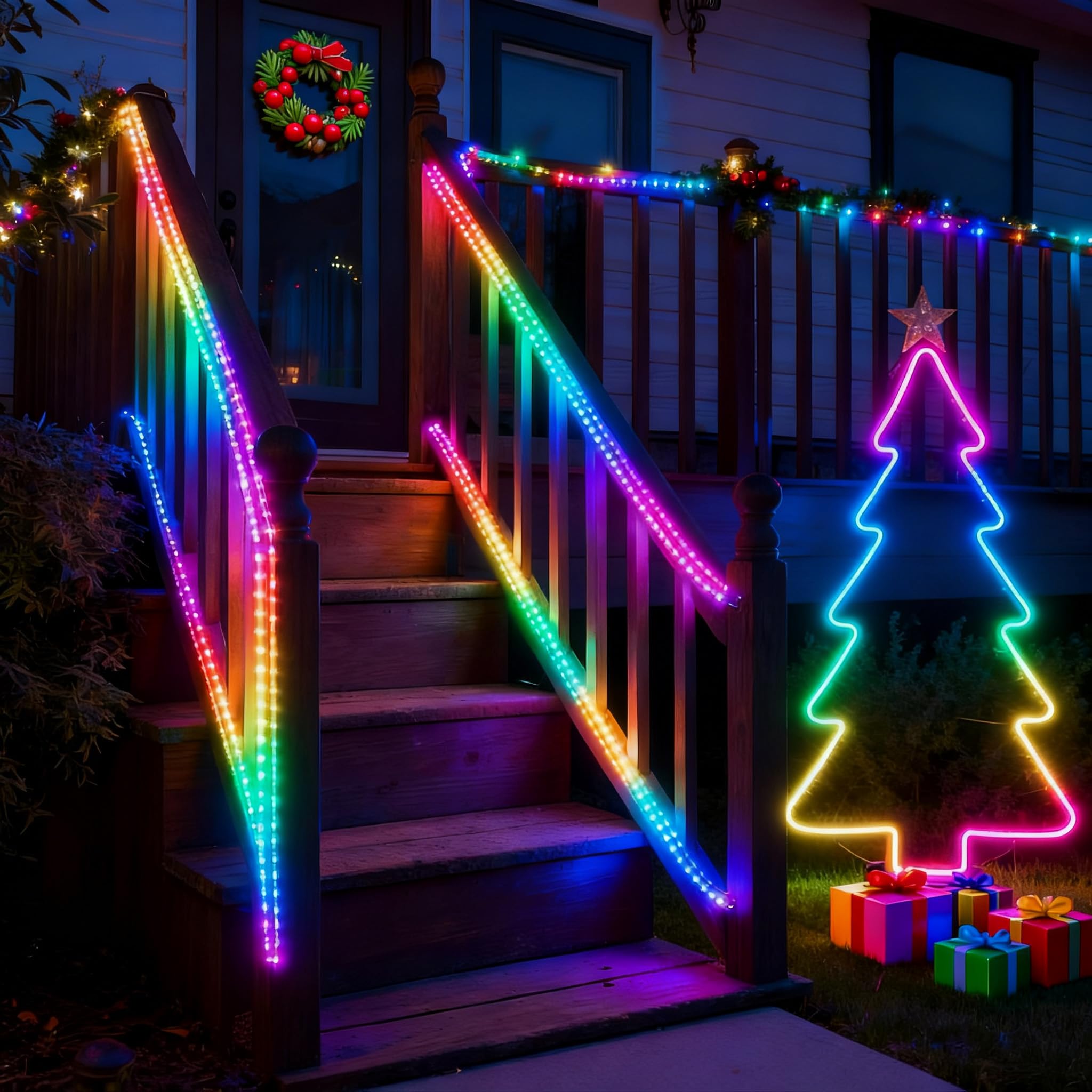 YRHome wąż świetlny LED, 100 m, 1000 diod LED, z wtyczką, do użytku na zewnątrz, z timerem, 8 trybów i możliwością regulacji jasności, IP44, wodoodporny, oświetlenie dekoracyjne RGB LED, do użytku