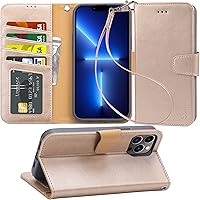 Vista 13 de Arae Funda compatible con iPhone 13 Pro Max con tarjetero y correa para la muñeca, funda con tapa para iPhone 13 Pro Max de 6.7 pulgadas