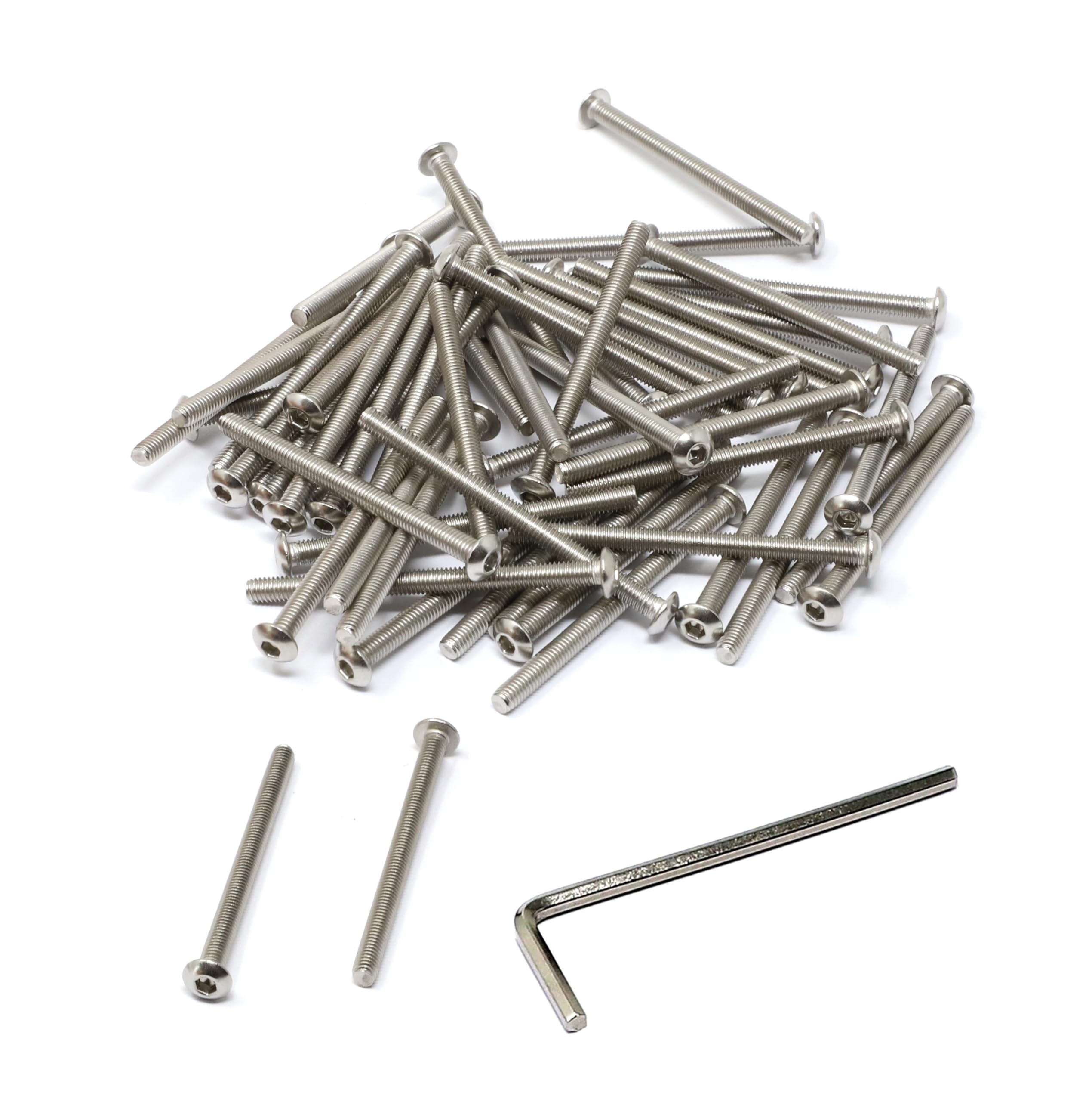 iExcell 50 Pcs M3 x 40 mm Stainless Steel 304 Hex Socket Button Head Cap Screws Bolts Kit, Thread Pitch 0.5 mm