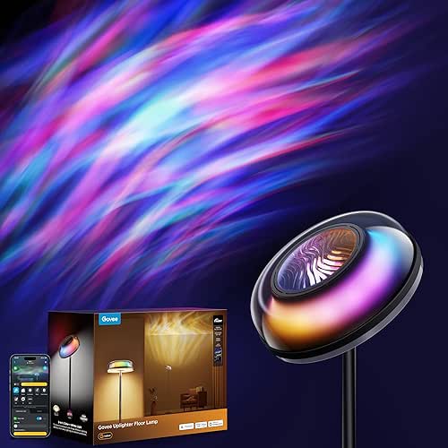 Govee Uplighter Floor Lamp for Living Room, RGBIC Ripple Projector,