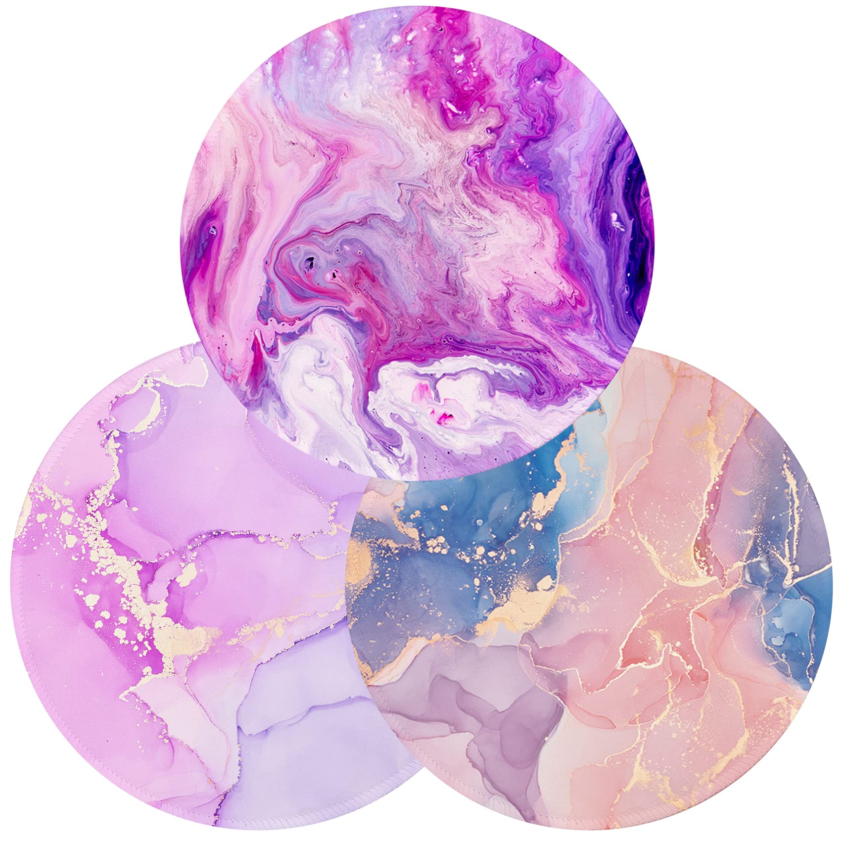LESHIRY Mouse Pad, Cute Circular Mousepad with Design, Beautiful Parttern Mouse Pads with Stitched Edge, 7.9X7.9 Inch Small Mouse Mat for Laptop and Computer(3Pack Pretty Marble-3)