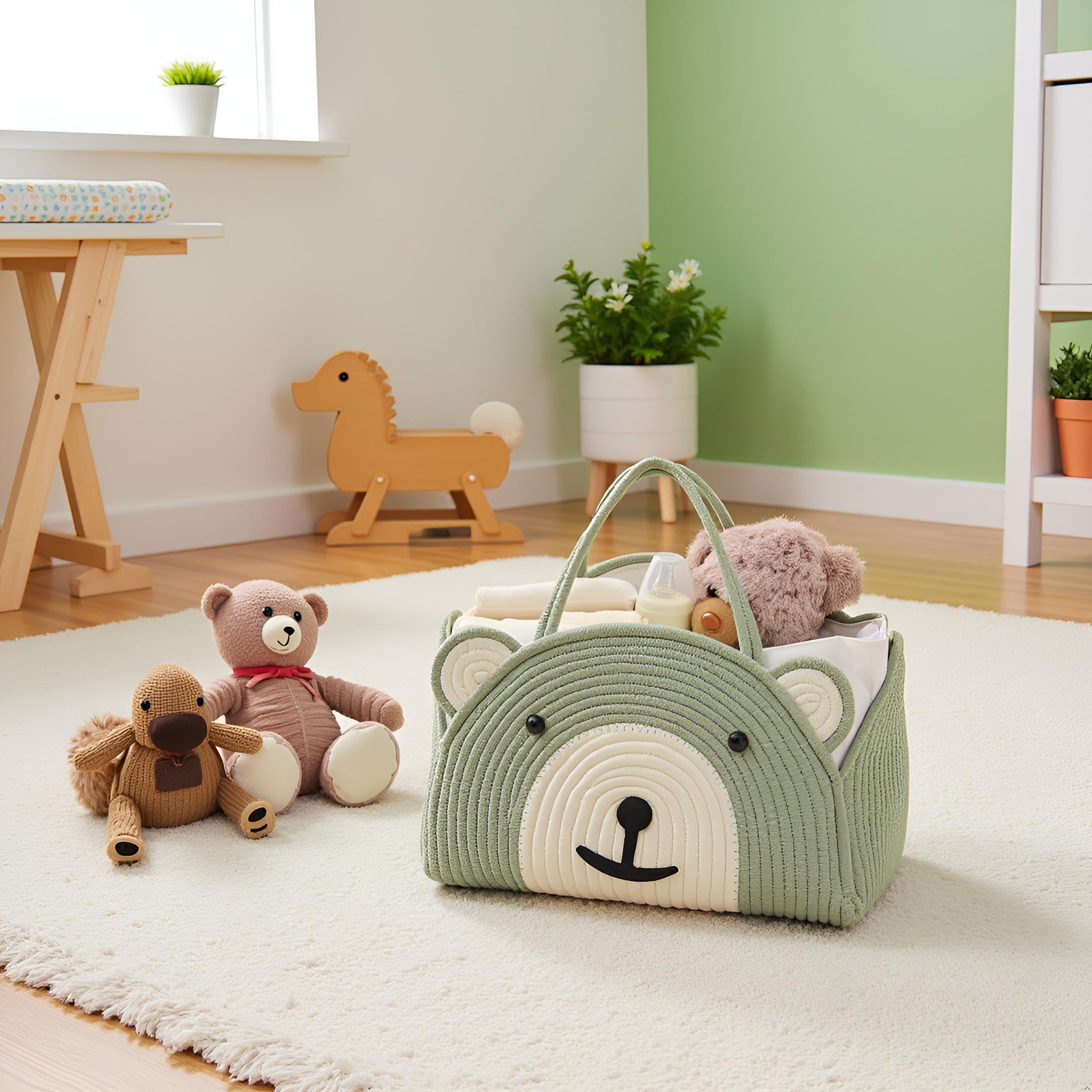 Cesto Nascita Bimbo Organizer Per Pannolini Per Neonati, Grande, In Corda Di Cotone Per Fasciatoio Portatile Con Divisore Per Riporre I Pannolini In Auto Regalo~p121918083 Torta Pannolini Neonata
