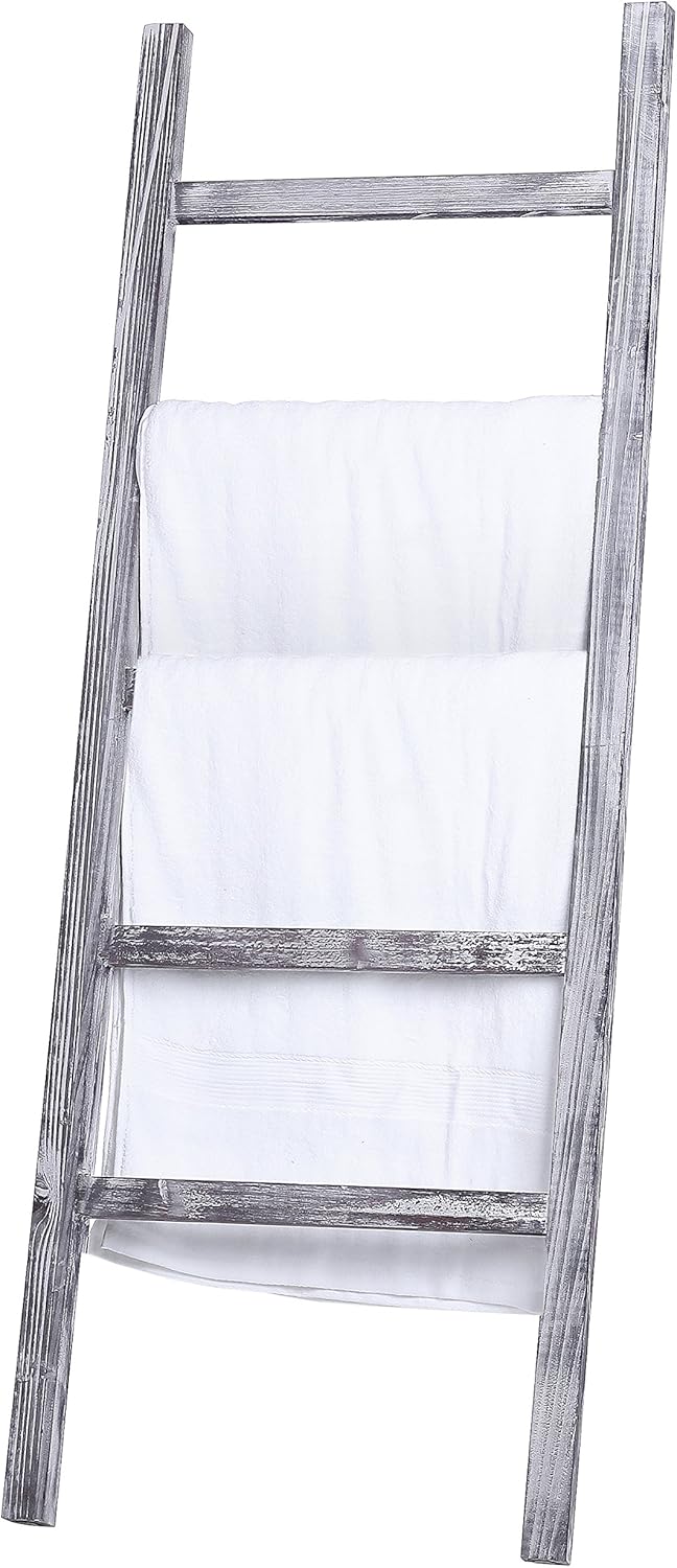 MyGift 4.5-Foot Weathered Wood Decorative Blanket Storage Ladder : Home & Kitchen