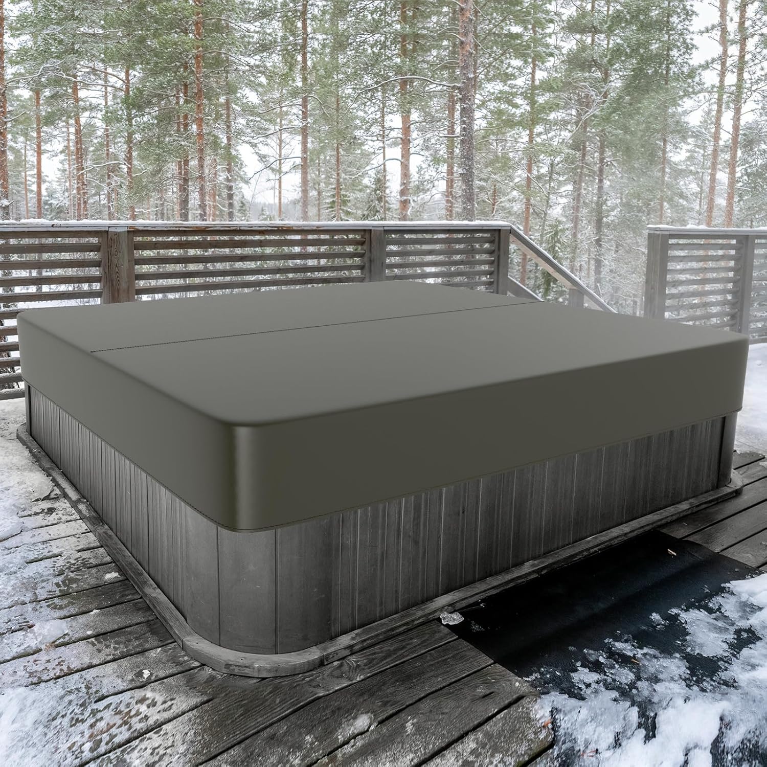 M METERXITY Outdoor Hot Tub Cover 78.7" x 78.7" x 11.8" Waterproof and Weather-Proof Oxford Square SPA Protector 200D Protectors Protective Cover Cap for Hot Tub Outdoor Indoor, Coffee