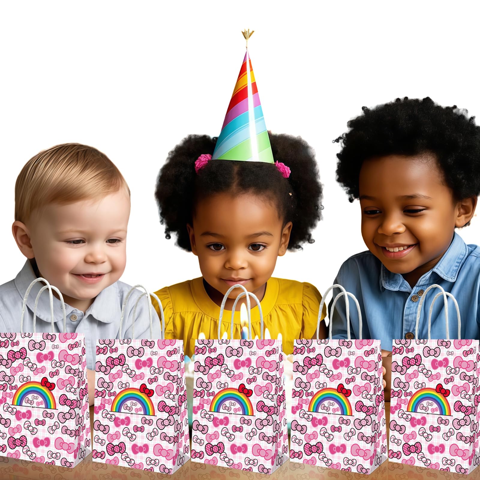 Leifyson 20pcs Pink Paper Gift Bags with Bows | Birthday Party, Wedding, Baby Shower & Holiday Favor Decorations | Eco-Friendly Stationery Supplies
