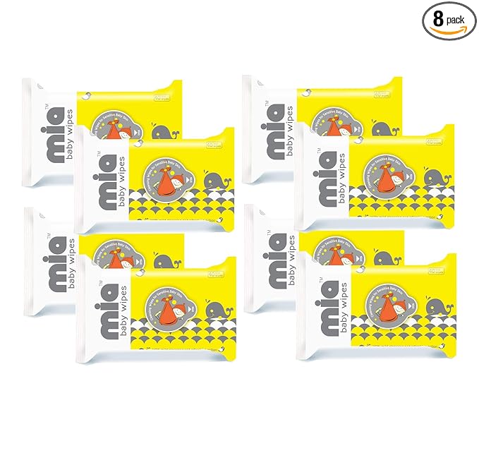 MIA Baby Wipes, 15cm*20cm, Combo of 8 (40 * 8=320 Count)