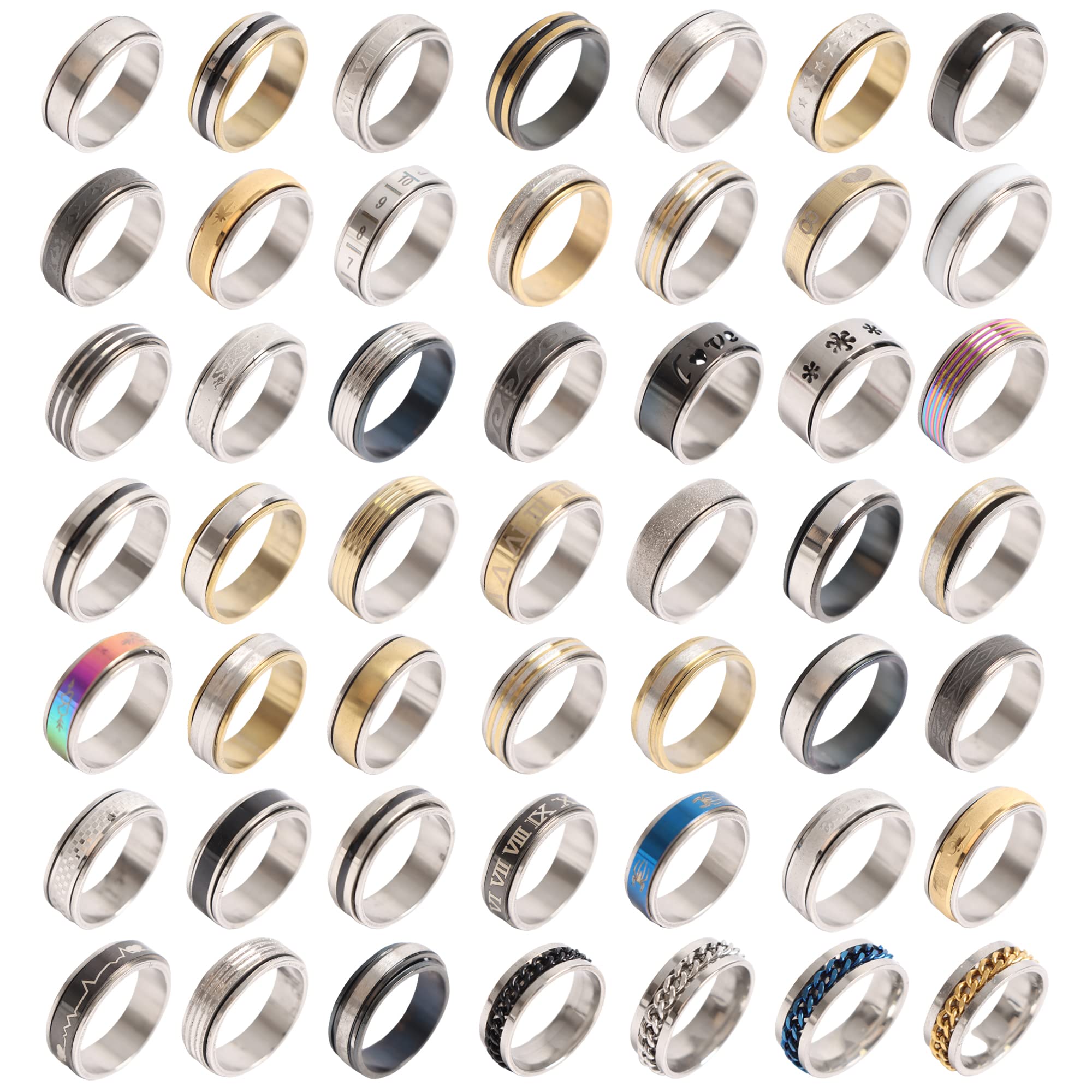 Amazon.com: juanmaojuan 50Pcs Fashion Stainless Steel Fidget Anxiety ...