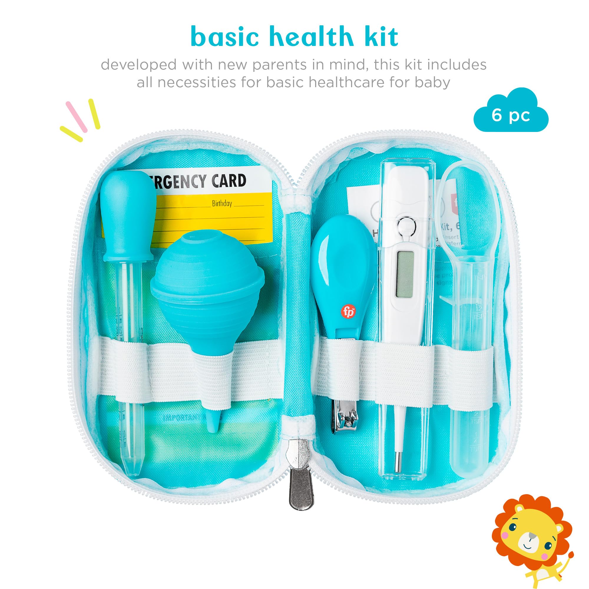 Smart Care Fisher-Price - Kit de 6 piezas para el cuidado de la salud para bebés recién nacidos, incluye dispensadores de medicina, aspirador, cortaúñas para bebés, termómetro para bebés