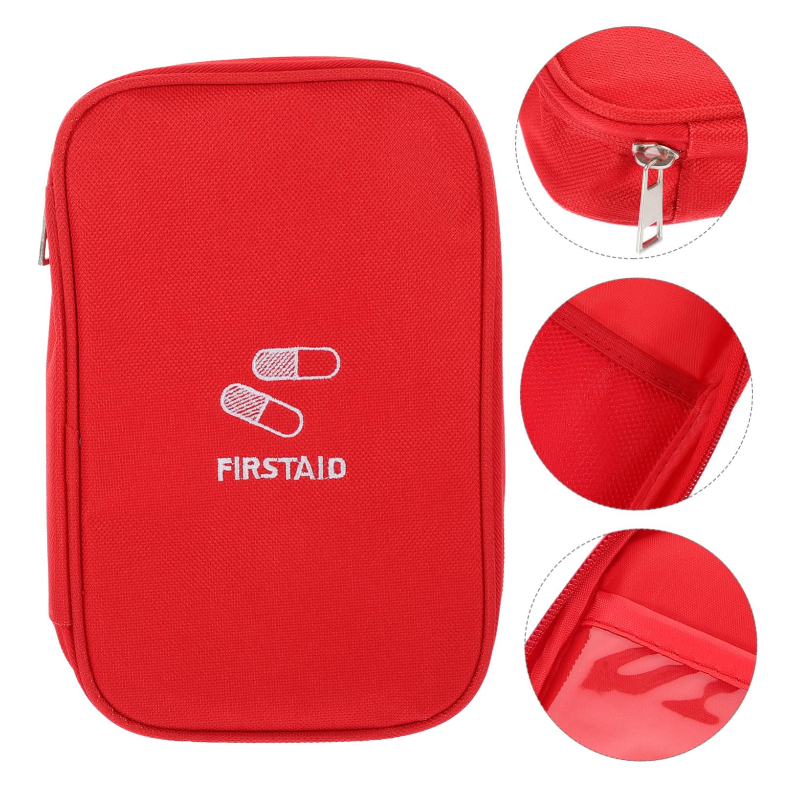 NUOBESTY 5piezas Botiquín De Portátil Bolsa De Vacía Para Camping y Senderismo Grande y Resistente Diseño De Color Rojo