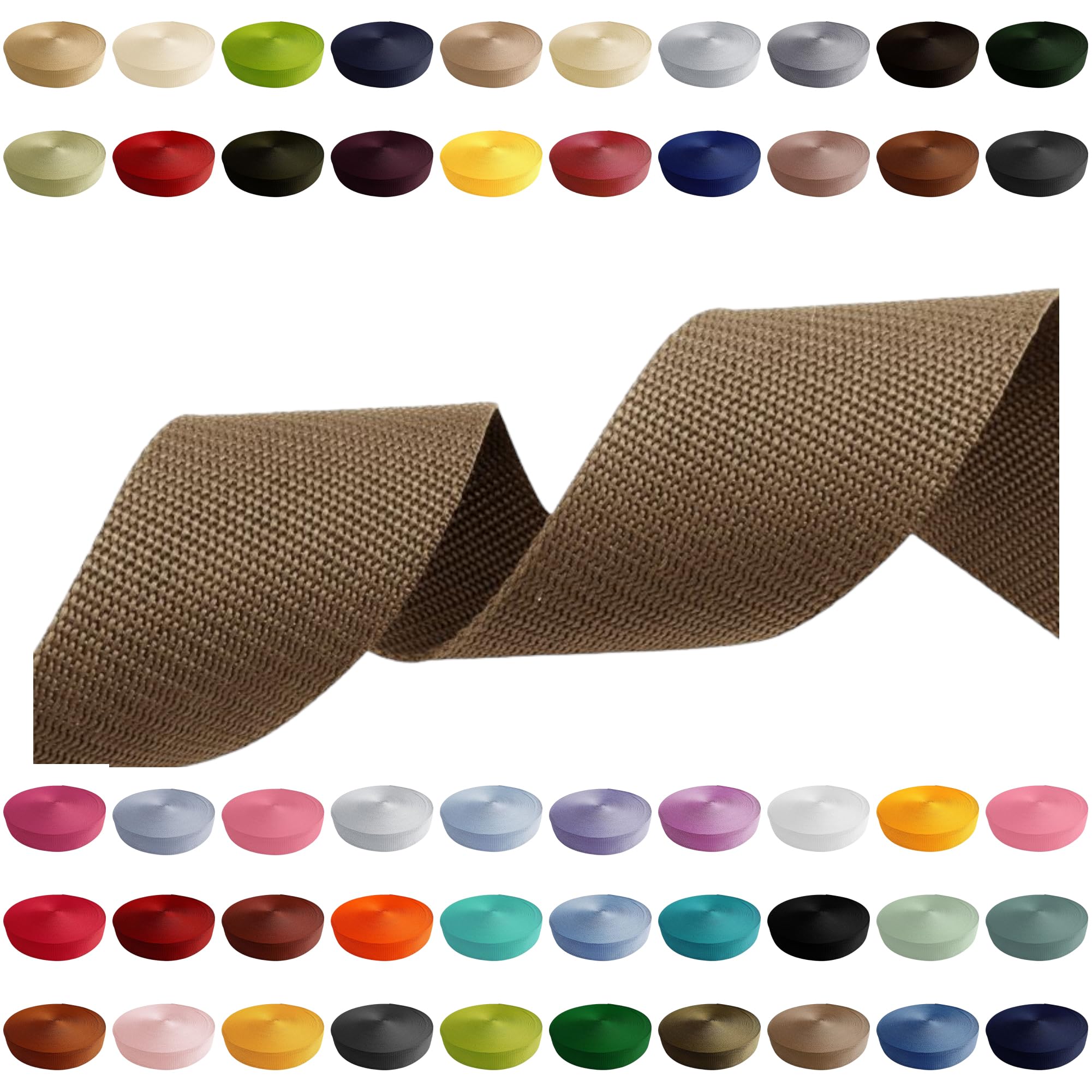 Polypropylene Webbing 2m 5m 10m 50m, 50 Colours