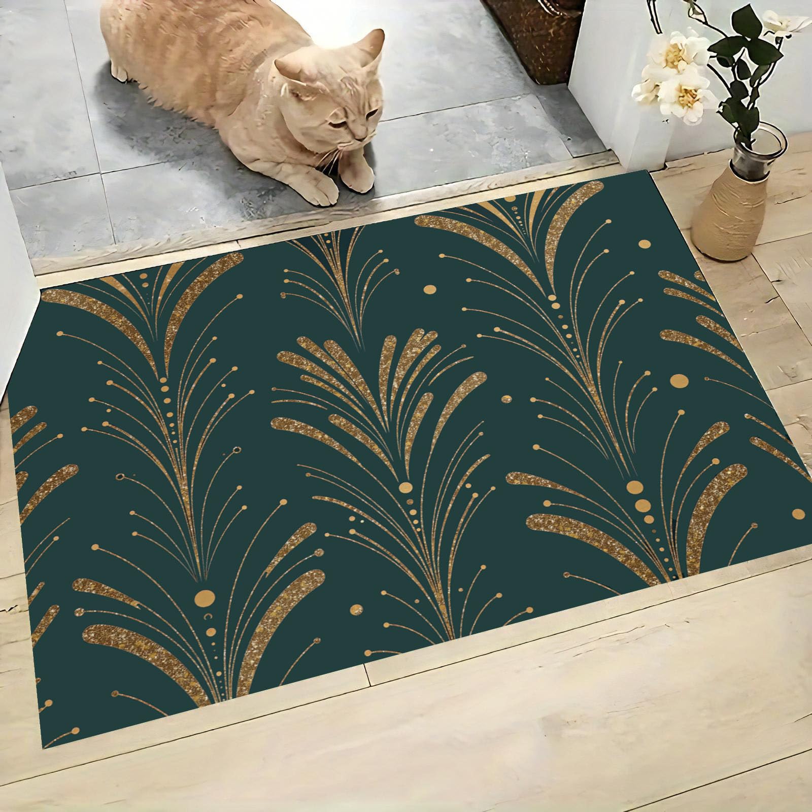 Paillasson de intérieur Antidérapant, Tapis de Rétro Luxe, Tapis Salle de Bain Flanelle Douce, Absorbant l'eau, pour Cuisine (Cristal Pierre Précieuse, 80x120cm