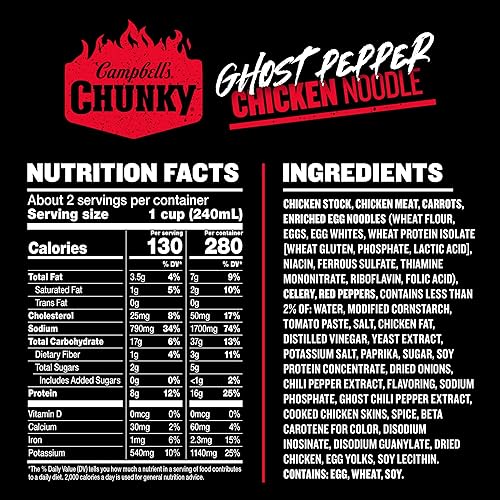 Miniatura 2 de Campbell's Sopa gruesa, sopa de fideos con pollo y pimienta fantasma, lata de 18.6 onzas (caja de 12)