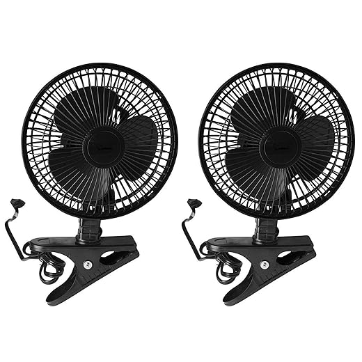 JOEY'Z 2 Pack - 6 INCH - 2 Speed - Adjustable Tilt, Whisper Quiet Operation Clip-On-Fan - Black