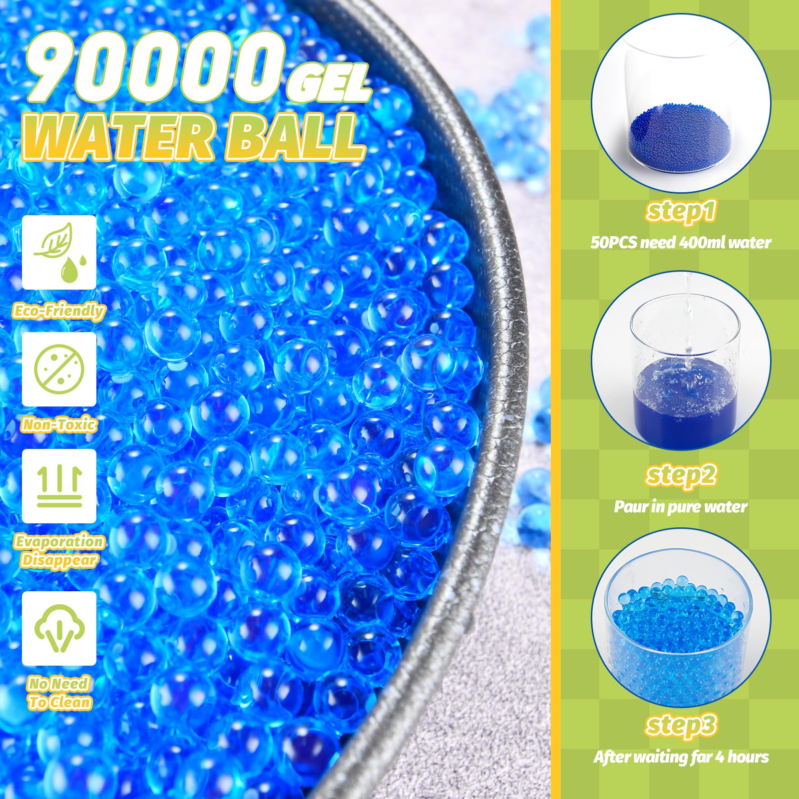 Electric Gel Ball Blaster with 90000+ Water Beads, Eco-Friendly Splatter Ball Blaster, for Outdoor Games Toys for Activities Team Games, 12+ Birthday Gifts, for Boys and Girls Adult, Green