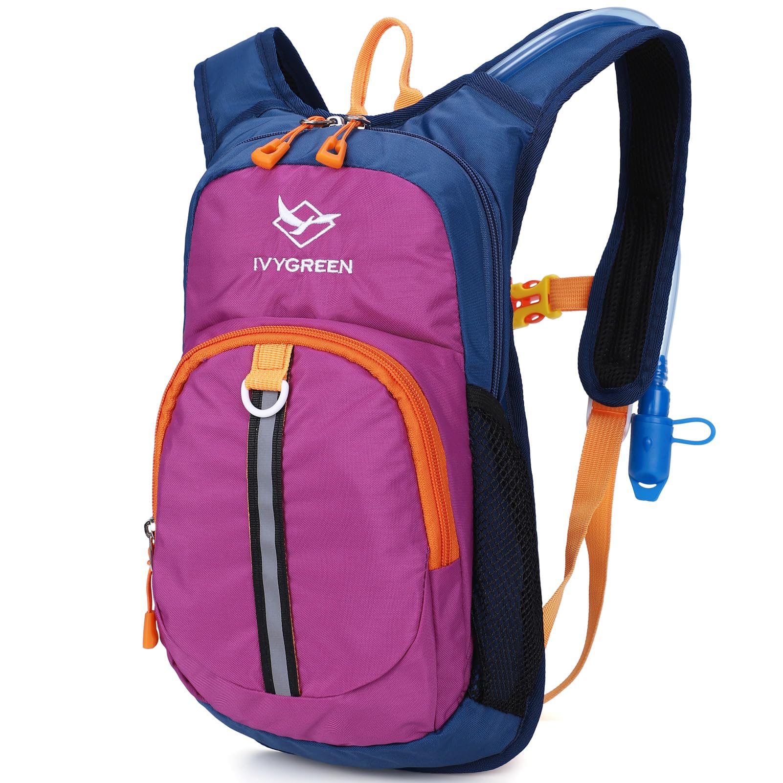 Ivygreen Kids Hydration Backpack, Hiking Backpack for Boys or Girls with 1.5L Water Bladder (Purple - Medium)