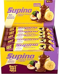 Banana Brasil - Barra De Frutas Supino Zero Banana e Ameixa Com Cobertura Chocolate Ao Leite - (com 20 unidades de 24g)