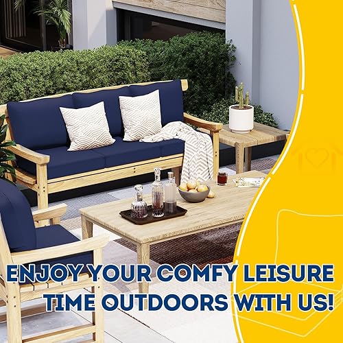 Miniatura 6 de AAAAAcessories Cojines de asiento profundos para muebles de patio, cojines de repuesto impermeables para sillas de patio, 24 x 24 x 5 pulgadas, azul