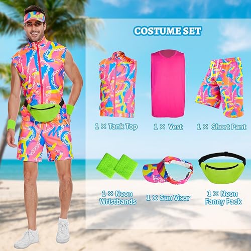 Miniatura 4 de Disfraz de entrenamiento de los años 80 para hombres, disfraz de Halloween para parejas, traje de entrenamiento de los años 80 y 90 para hombre