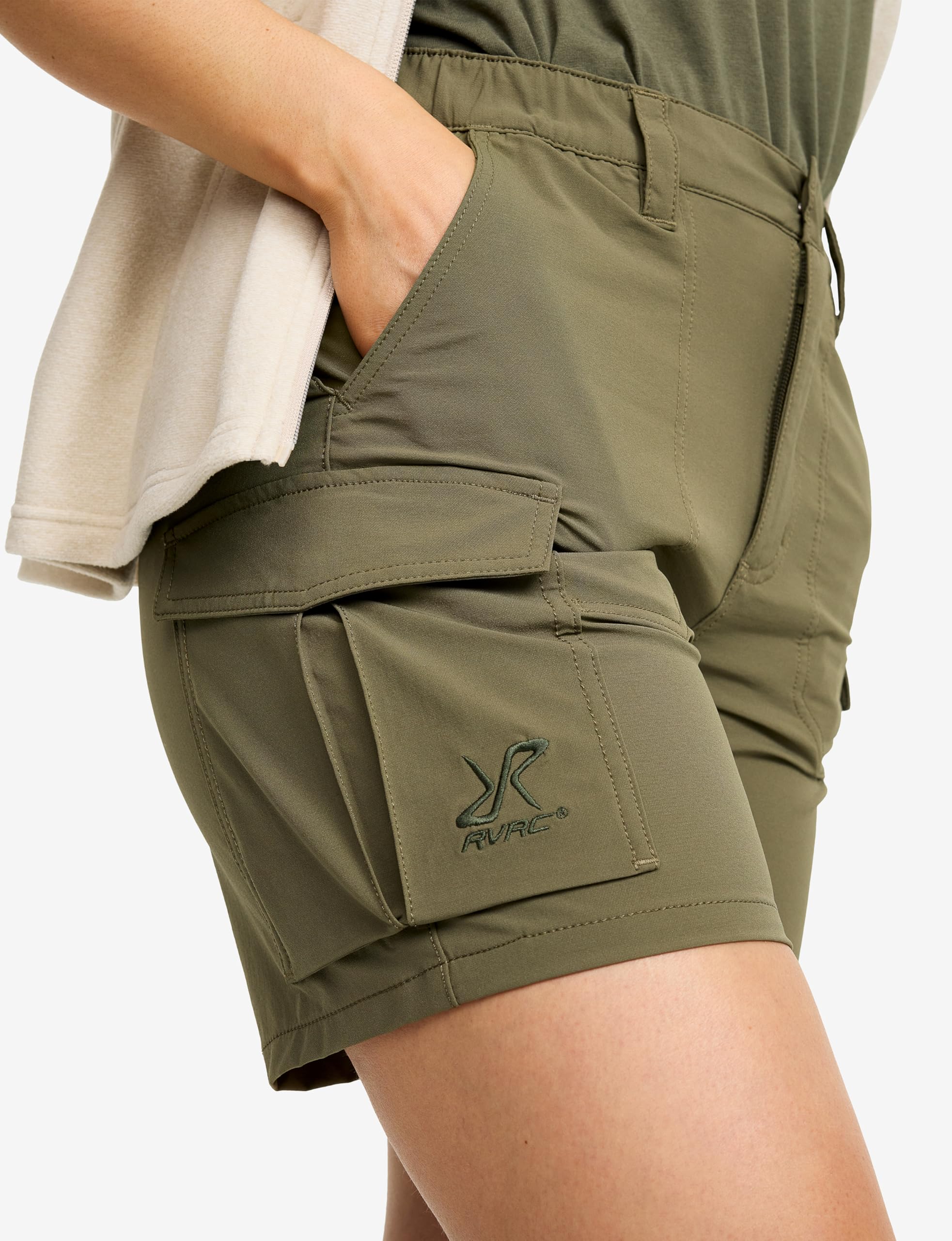 RevolutionRace Adventure Cargo Stretch Shorts da Donna, Pantaloncini da Trekking Leggeri e Pratici