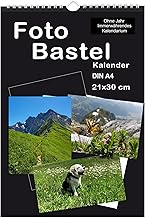 TassormAABBCC Bastelkalender Dauerkalender ohne Jahr immerwährend DIN A4 Fotokalender Kreativkalender DIY Bildkalender zum Selber gestalten für 10 x 15 oder 13 x 18 cm