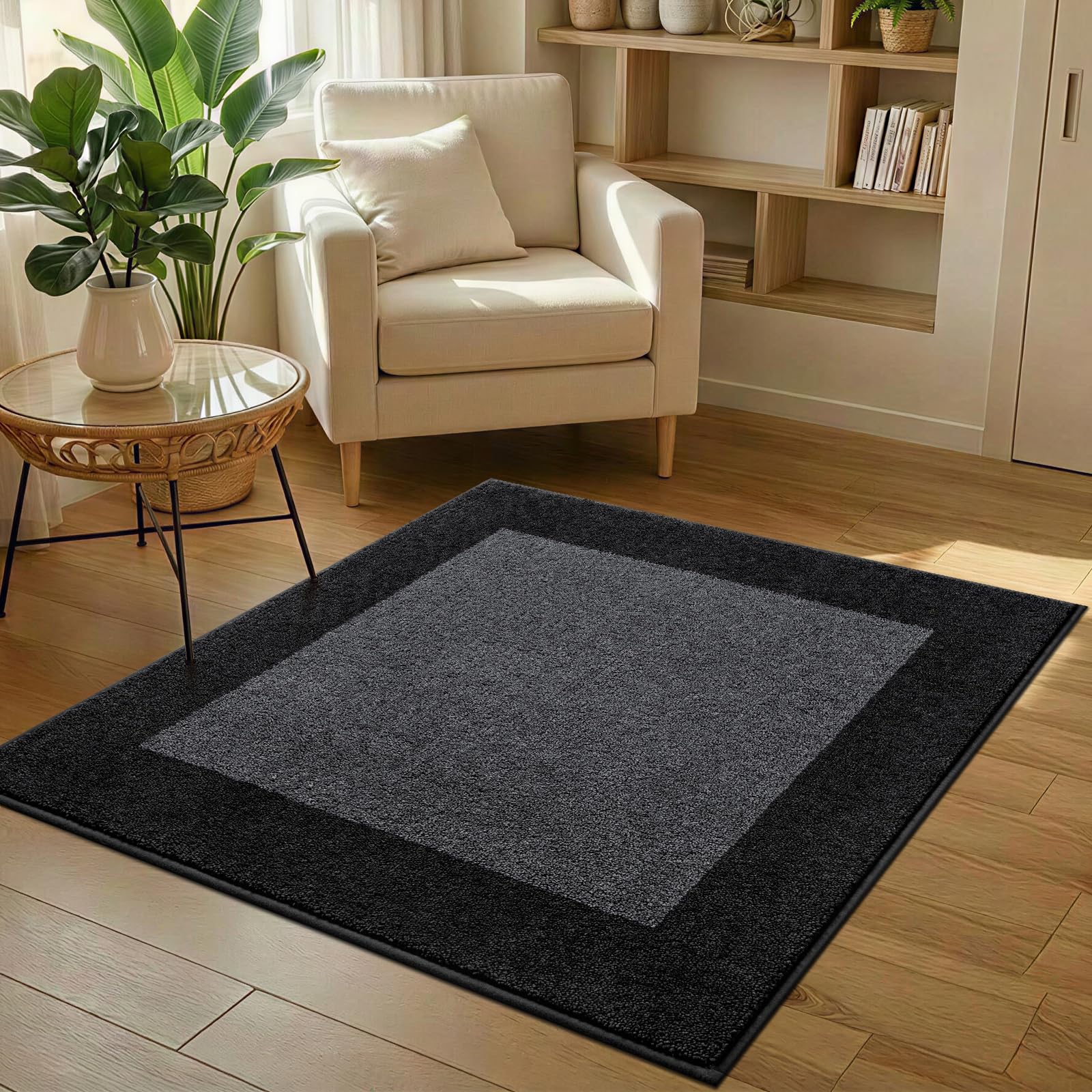 Square Rug 48" x 48", Non Slip Kitchen Rug for Floor, Roll Packing