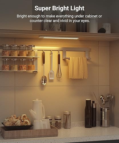 Miniatura 5 de Lyridz 80 luces LED con sensor de movimiento para debajo del gabinete, inalámbricas, sensor PIR ajustable de 0-90° para cocina, luces de armario