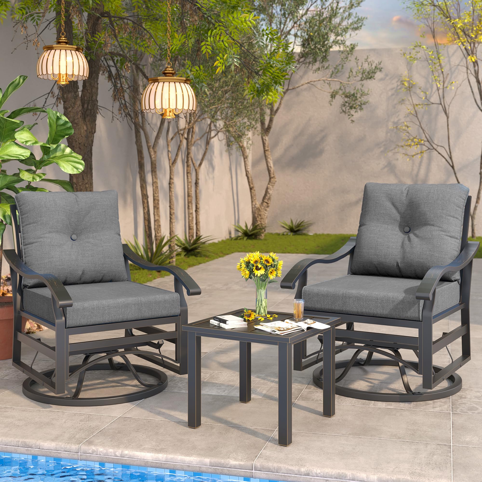 cushioned swivel rocker patio chairs