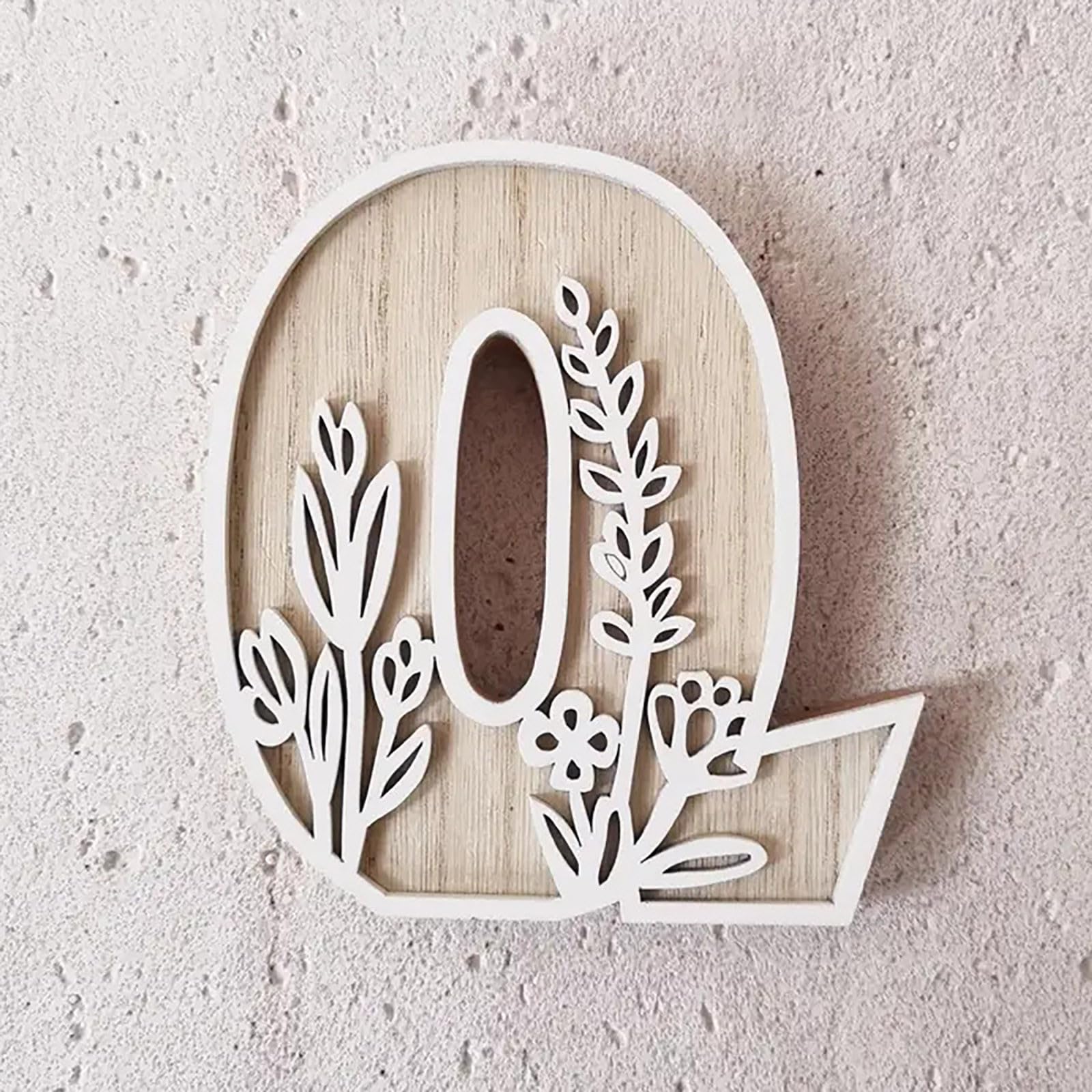 5 26 Letters for Wall Decoration Flowers Can Be Painted on Wood Nursery Letters Wooden Letters for Crafts Name Tags Wedding Home Decoration (Q, One Size)