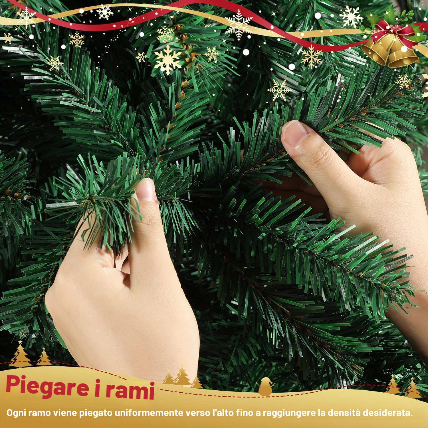Sonnewelt - Albero di Natale artificiale, 180 cm, con supporto in metallo, in PVC, con 770 aghi, crea un'atmosfera natalizia