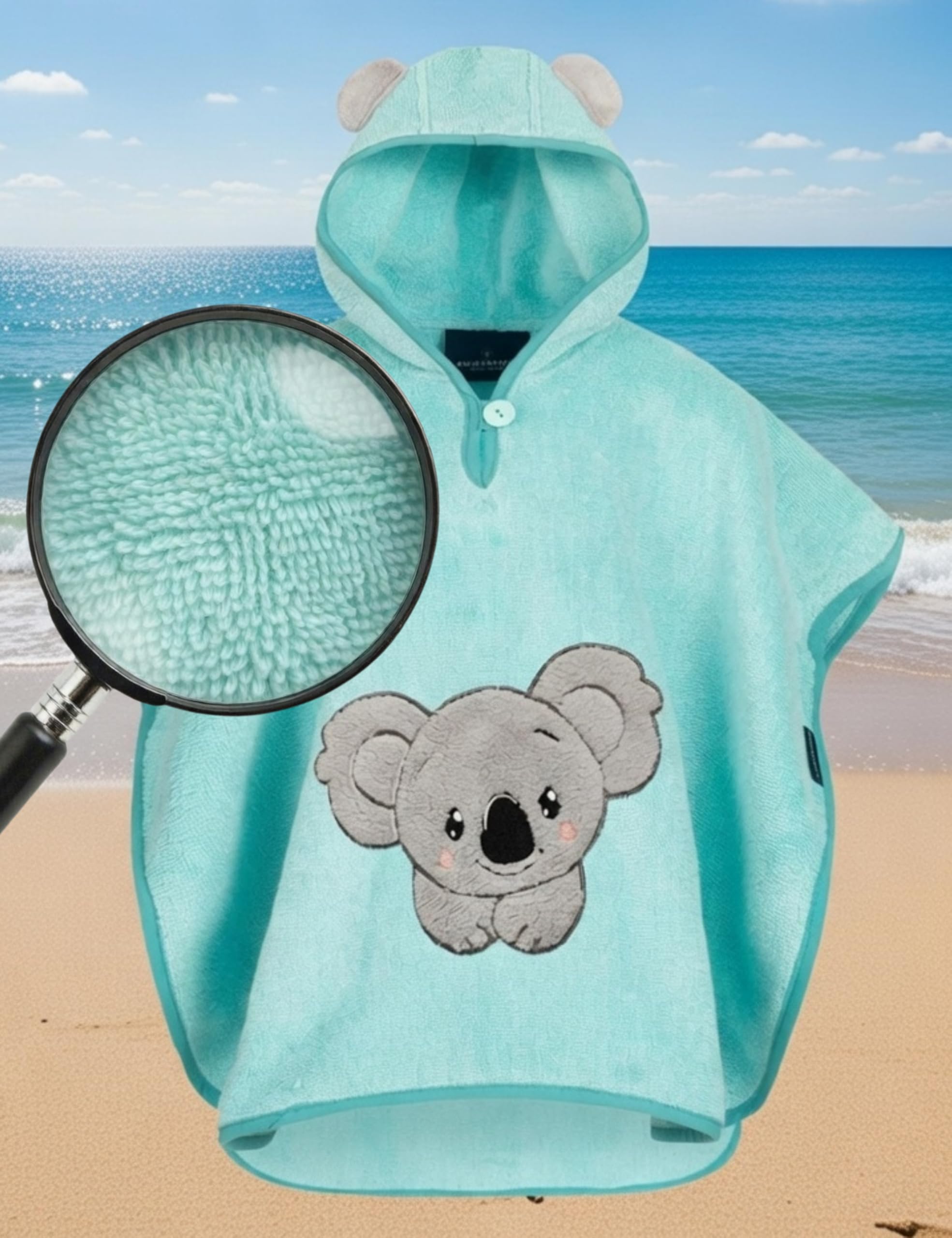 Morgenstern Accappatoio Poncho da Bagno per Bambini 100% Cotone 1-4 Anni Telo da Spiaggia con Cappuccio OEKO-TEX 100