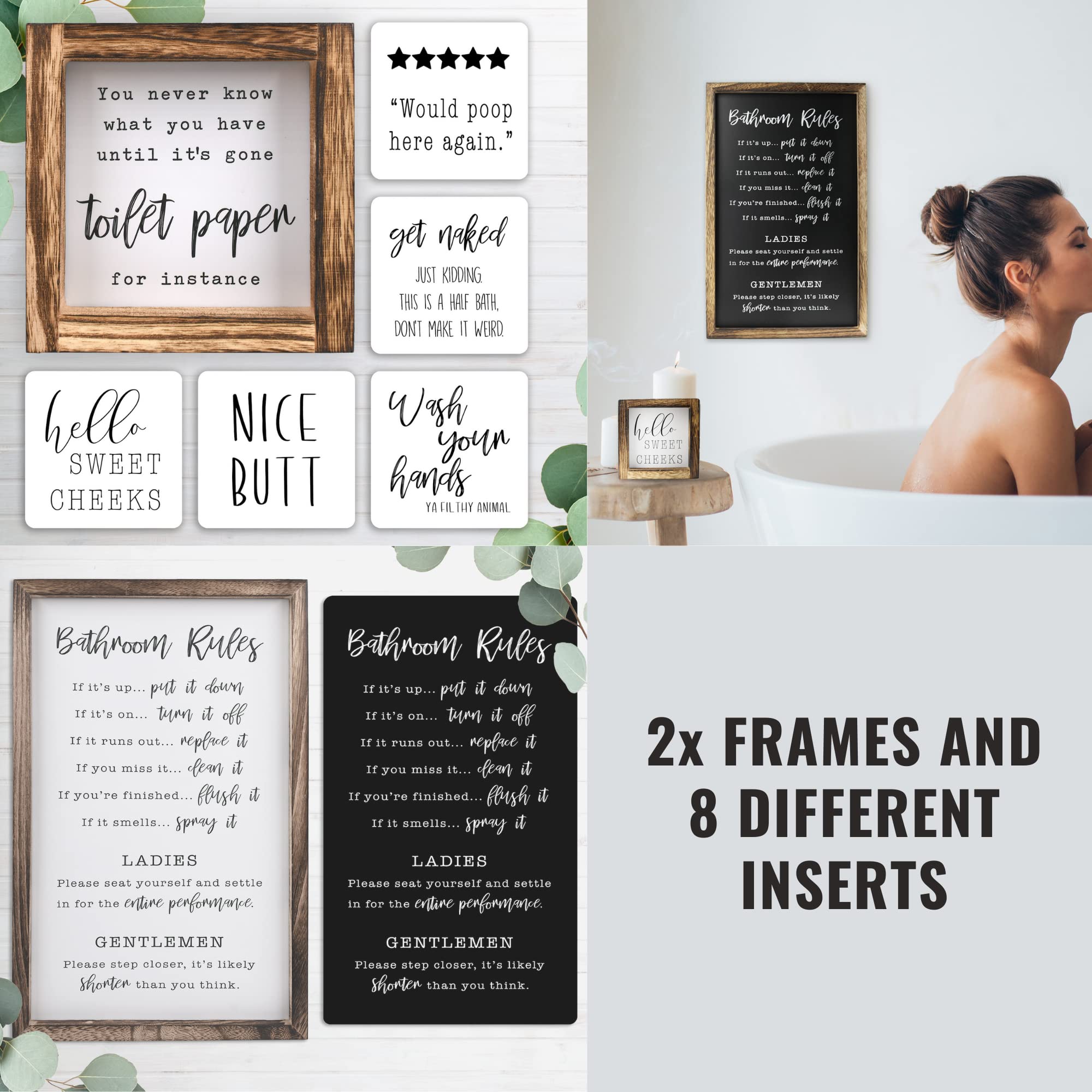 Buy Farmhouse Bathroom Decor Set of 2 8 Interchangeable Wall