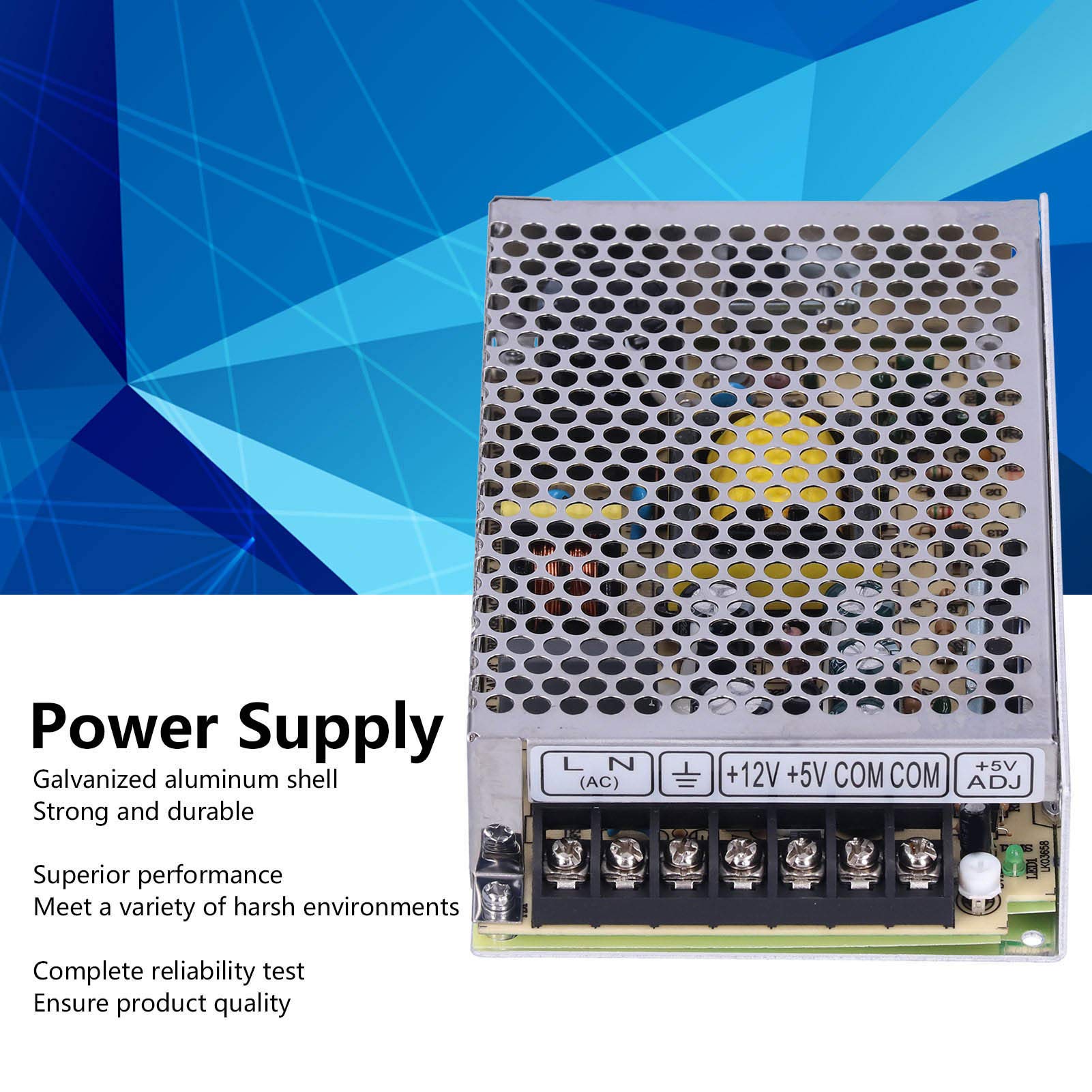 Alimentation à Découpage 60W Double Sortie 5V 4A & 12V 3A, Convertisseur AC/DC pour Projets Électroniques, LED – Entrée 100-240V AC – Boîtier Aluminium