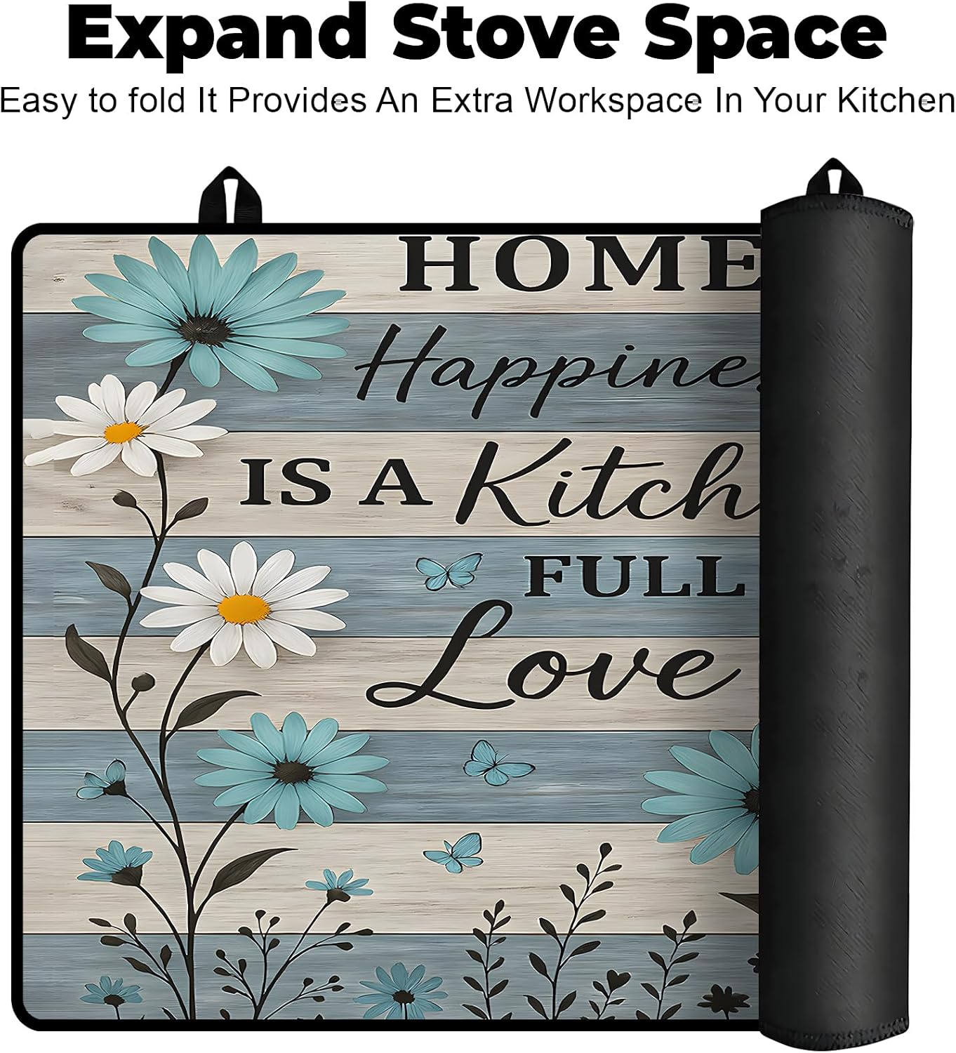 Heat-resistant Stove Top Cover - 28.5" X 20.5" Cooktop Protector Covers, Scratch-resistant Washable Pad Kitchen Countertop Mat (Font, 28.5" x 20.5")