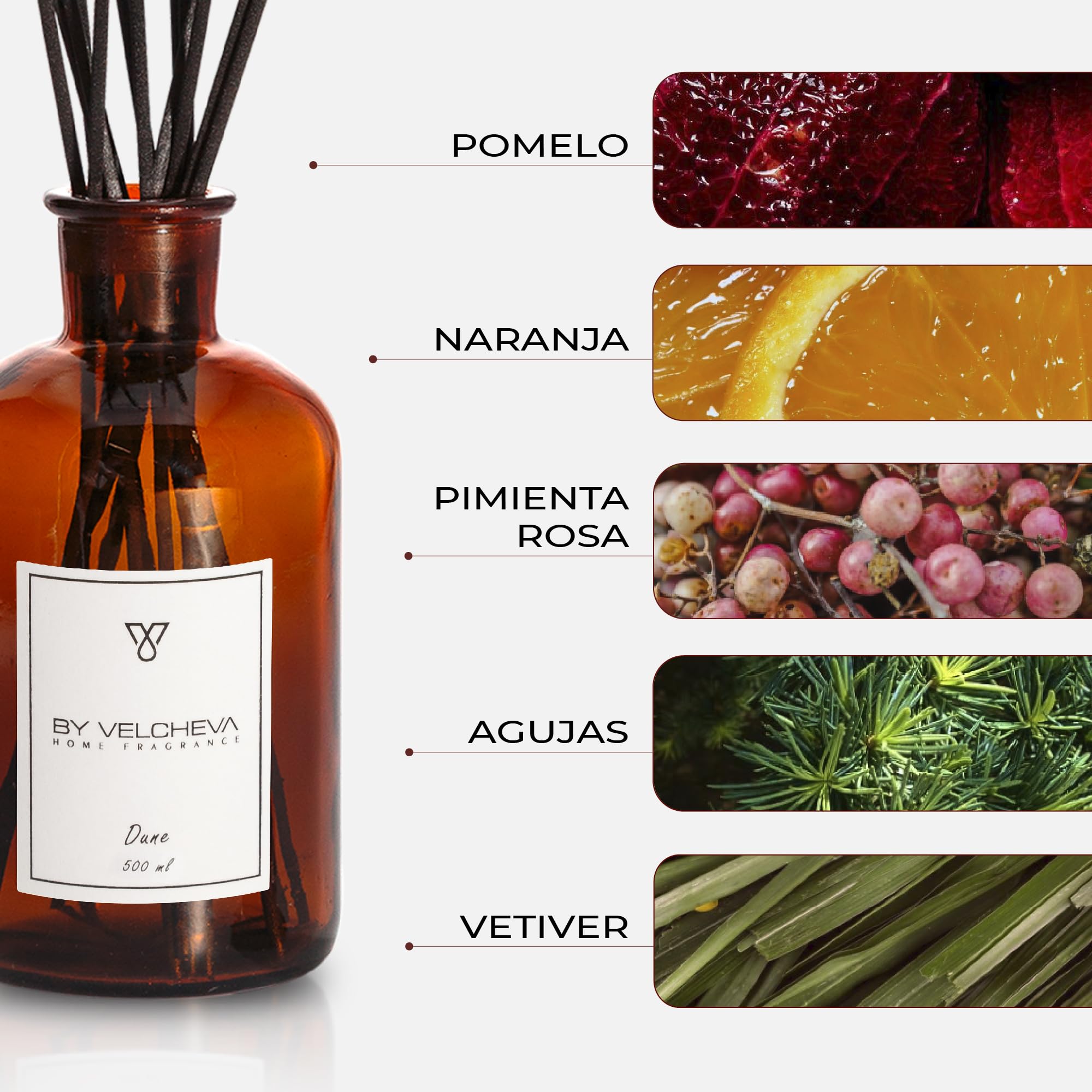 Ambientador Mikado Dune, Perfume de Autor 500 ml, Ambientadores de Hogar, Ambientador Varillas, Botella de Vidrio para casa, Oficina, Dormitorio, salón, Cocina, baño