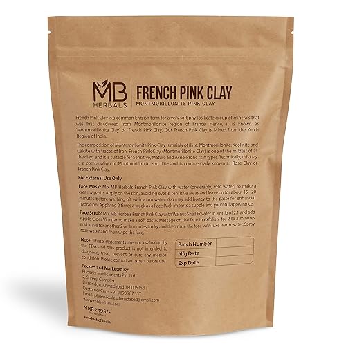 Miniatura 4 de MB Herbals Arcilla rosa francesa de 8 onzas  0.5 libras  Arcilla rosa Montmorrillonita (arcilla rosa francesa)  Arcilla suave e hidratante para