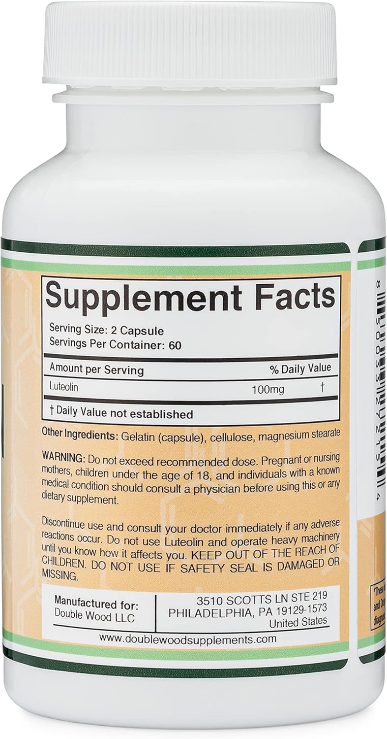 Buy Luteolin Supplement 100mg Servings of Bioactive Flavanoids (120