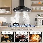 FIREGAS Hotte noire, 900 CFM, Hotte de protection murale 30 inch, Hotte de cuisine en acier inoxydable, Convertible en ductless/ductless, Huche d'évent de poêle, Filtres à baffles, LED Lumières, gestuelle & Contrôles tactiles