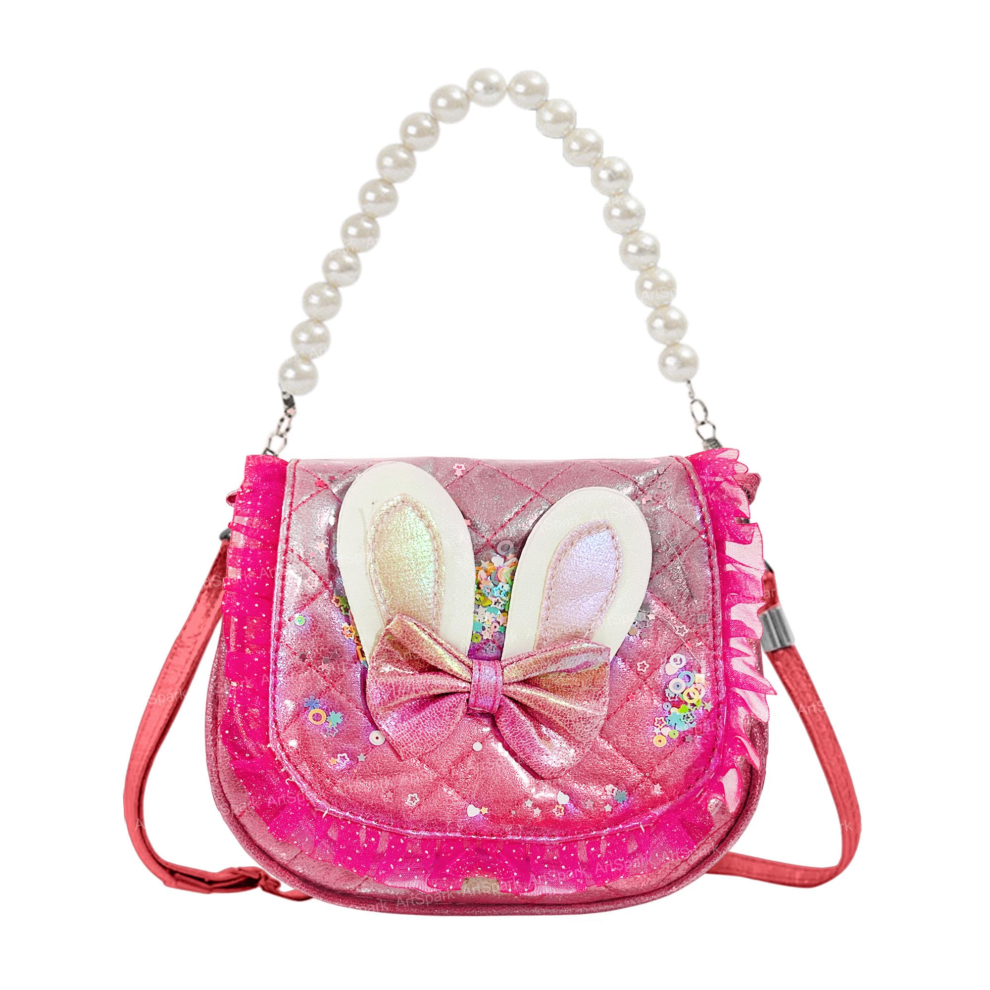 Bunny Sling Bag for Girls - Crossbody Handbag with Pearl Handle, Fashion Cute Hand Bag for Girls, Stylish Latest Gifts for Kids Age 5-10, Purse for Girl (Print May Vary)-image-37