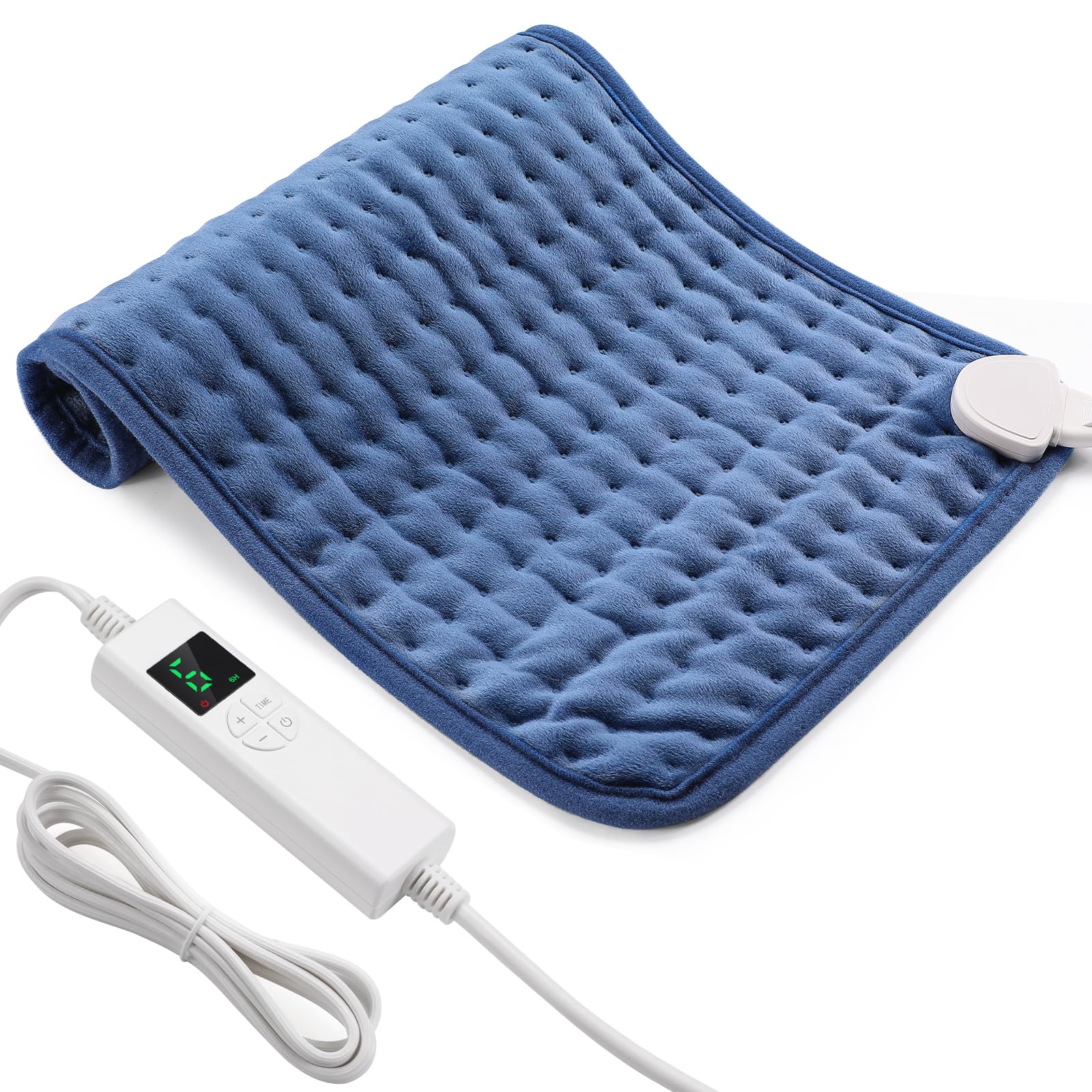 Heizkissen mit Abschaltautomatik, 30x60 cm Wärmekissen Elektrische mit 4-Stunden-Timer und 6 Heizstufen, Heating Pad mit Digitaler Fernbedienung, Waschmaschinenfest Heizkissen Rücken Hellgrau