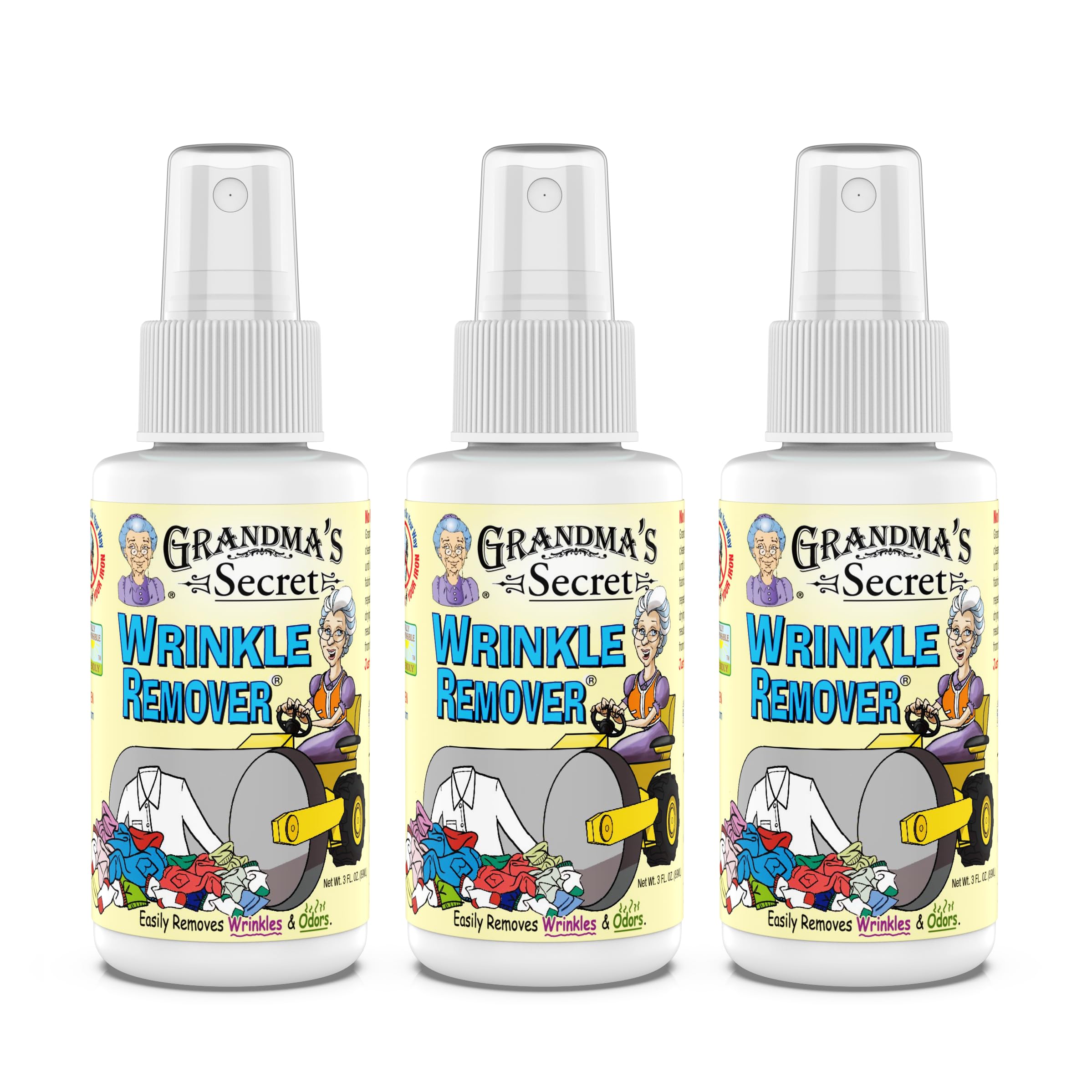 Grandma's Secret Wrinkle Remover Spray - Easily Removes Wrinkles & Odors - Wrinkle Release, Fabric Refresher Spray, Chlorine, Bleach and Toxin-Free - 3 Ounce, 3 Pack