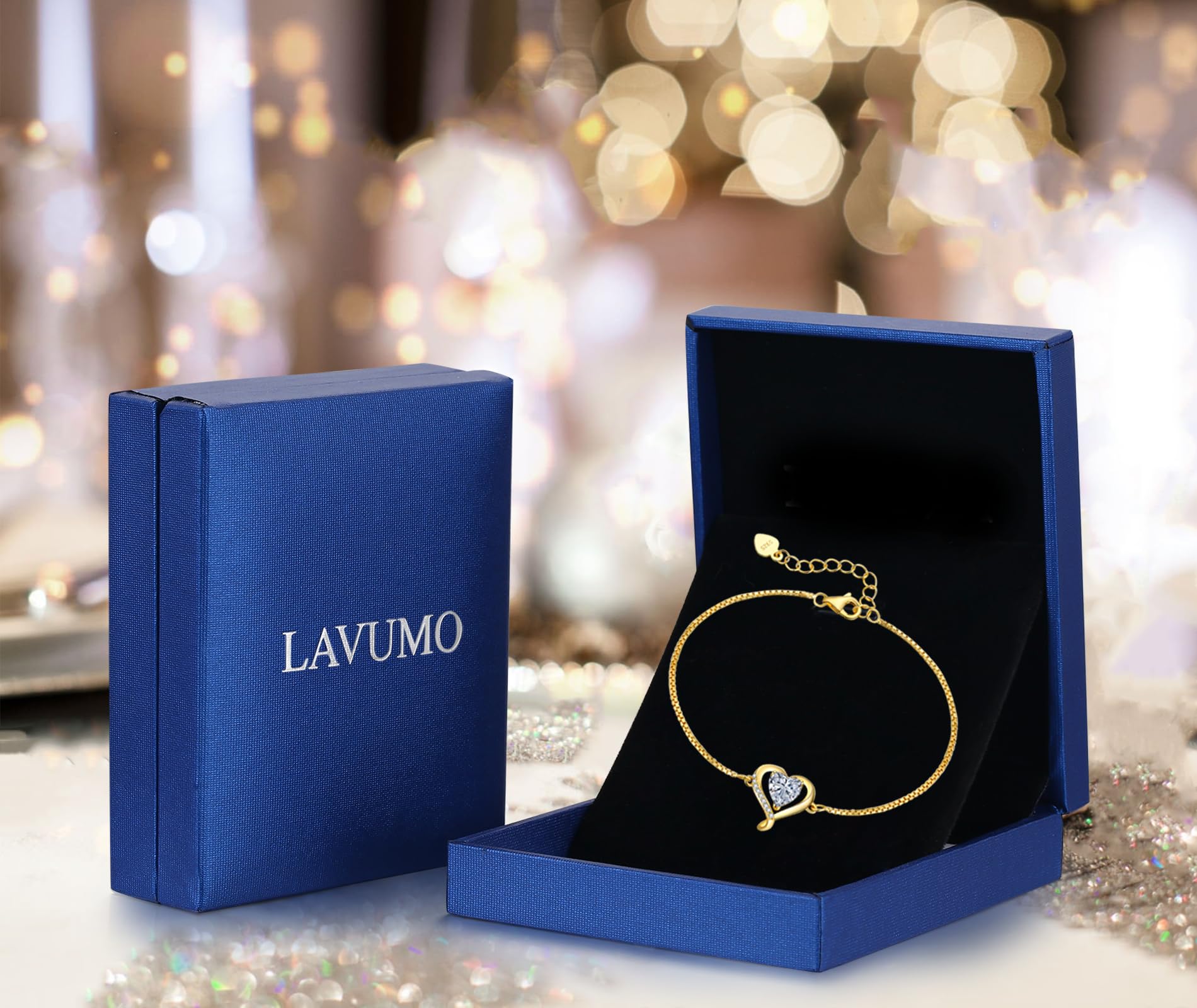 LAVUMO Pulsera con corazón para mujer, plata 925, pulseras Infinity Love