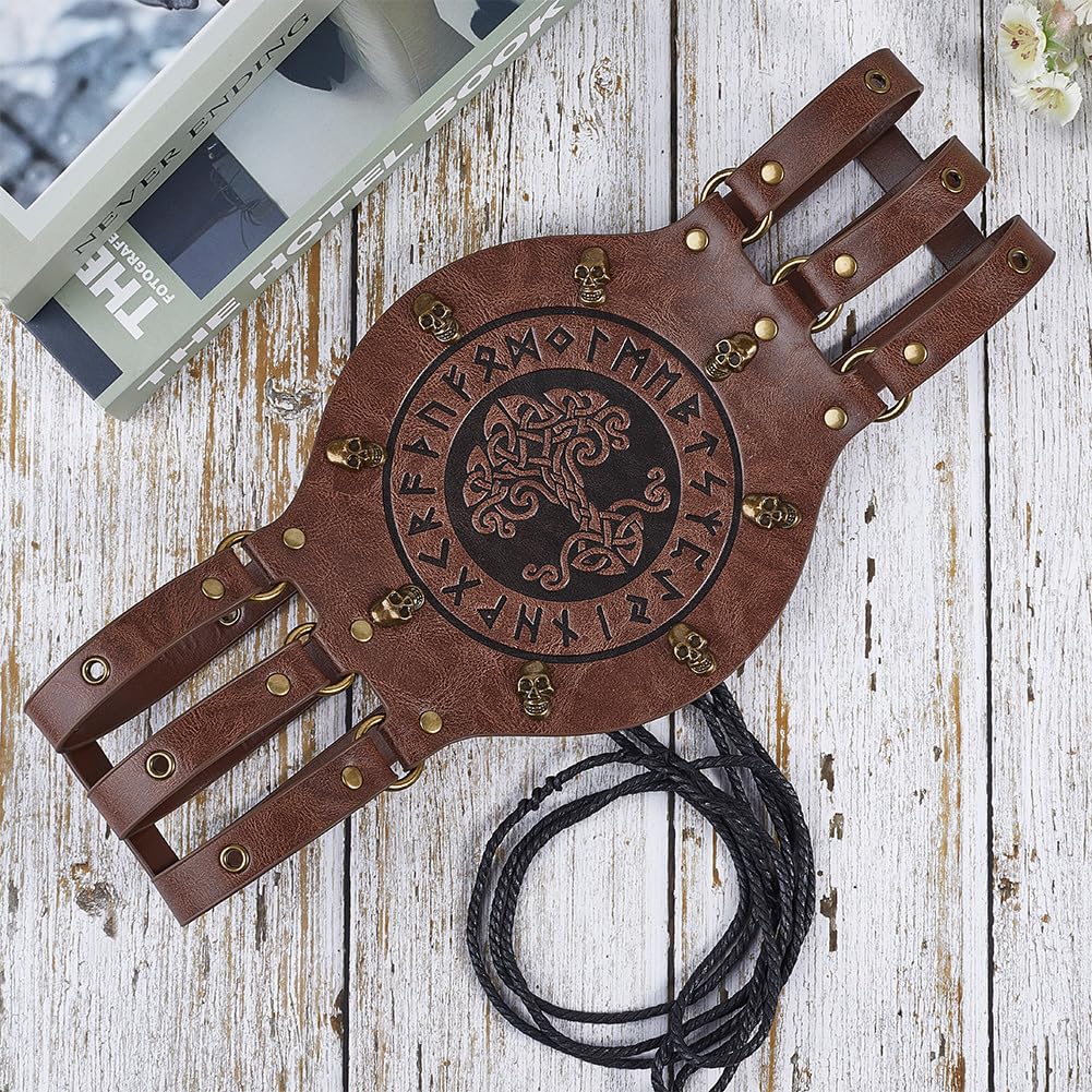GORGECRAFT Cintura Larga Vichinga In Pelle PU Marrone Scuro - Armatura Medievale A Rilievo, Regolabile Per Uomo E Donna, Ideale Per Costumi LARP E Halloween - 4