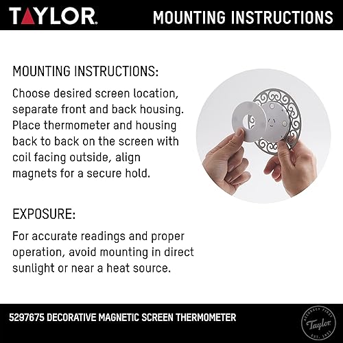 Miniatura 5 de Taylor Termómetro magnético decorativo de pantalla, 5 pulgadas, gris
