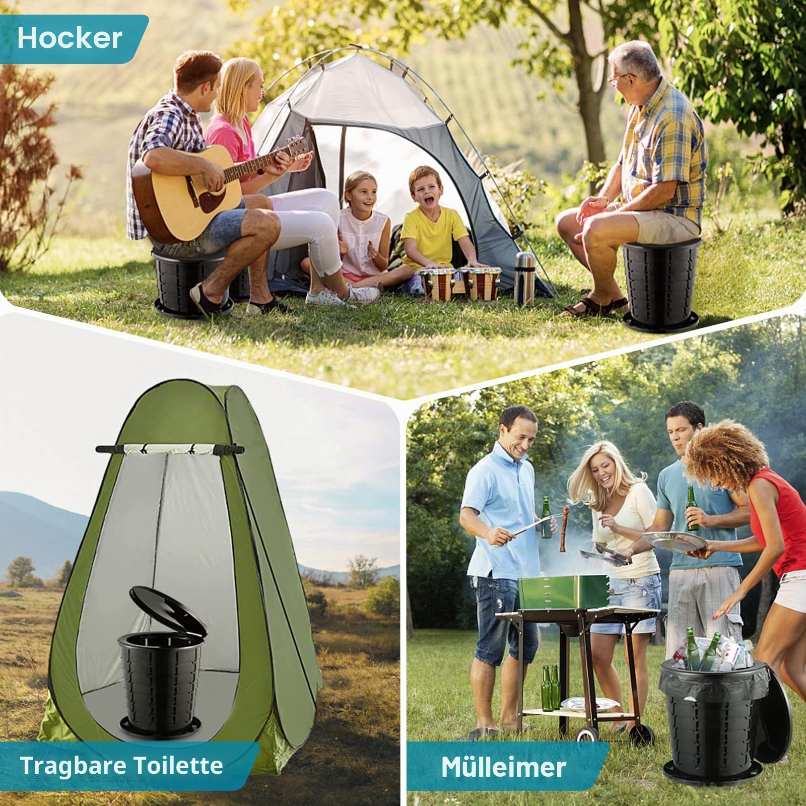Triptips Reisetoilette, ausziehbar, tragbar, höhenverstellbar, für Erwachsene, Kinder, zusammenfaltbar, für Camping/Auto