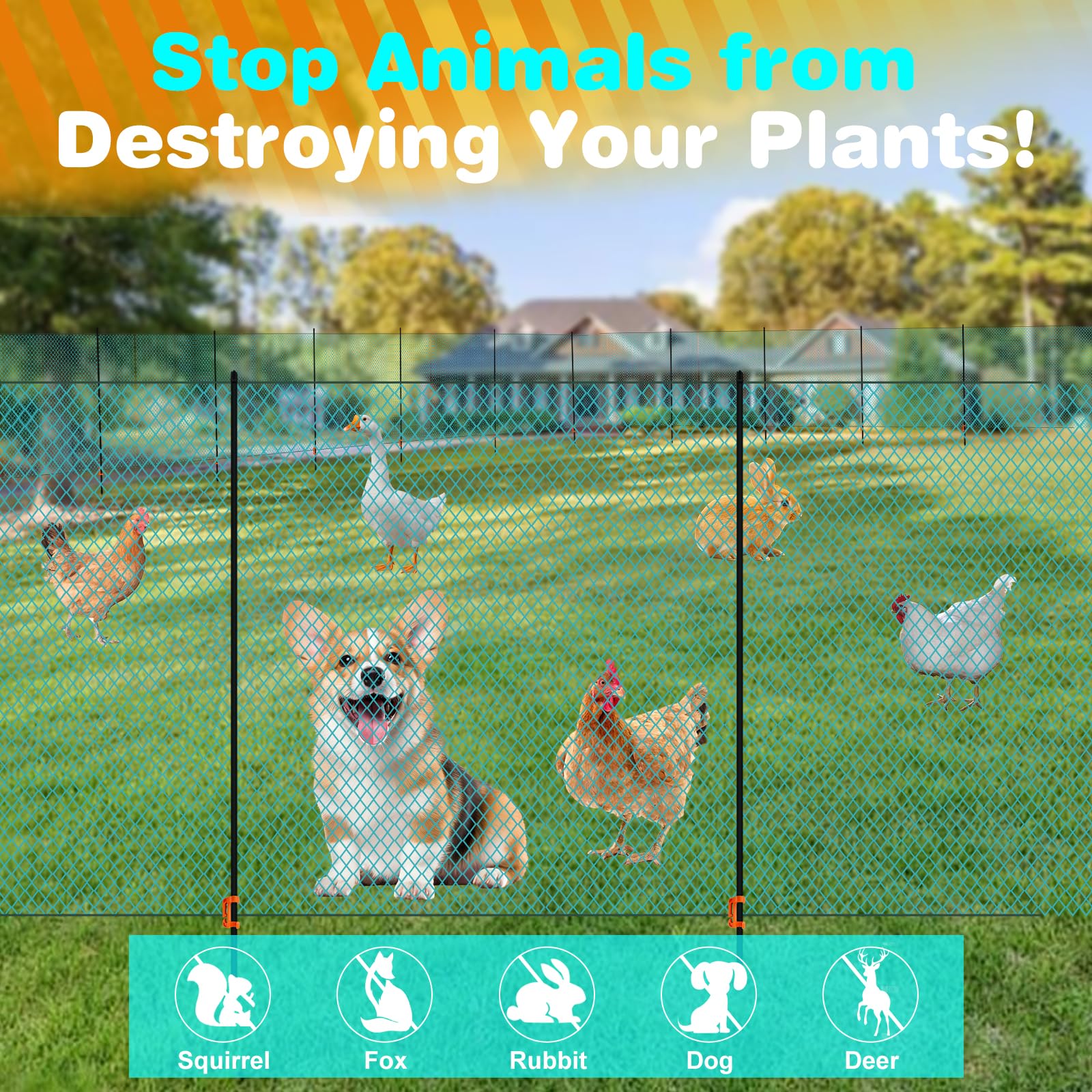 Clôture Mobile pour Poules, 15m 20m 30m 50m X 90cm, Clôture de Délimitation, Filet a Mailles Serrées, Barrière, Clôture À Brancher, Clôture Pour Chats, Clôture de Jardin Pour Cour Camping Maison (15m)