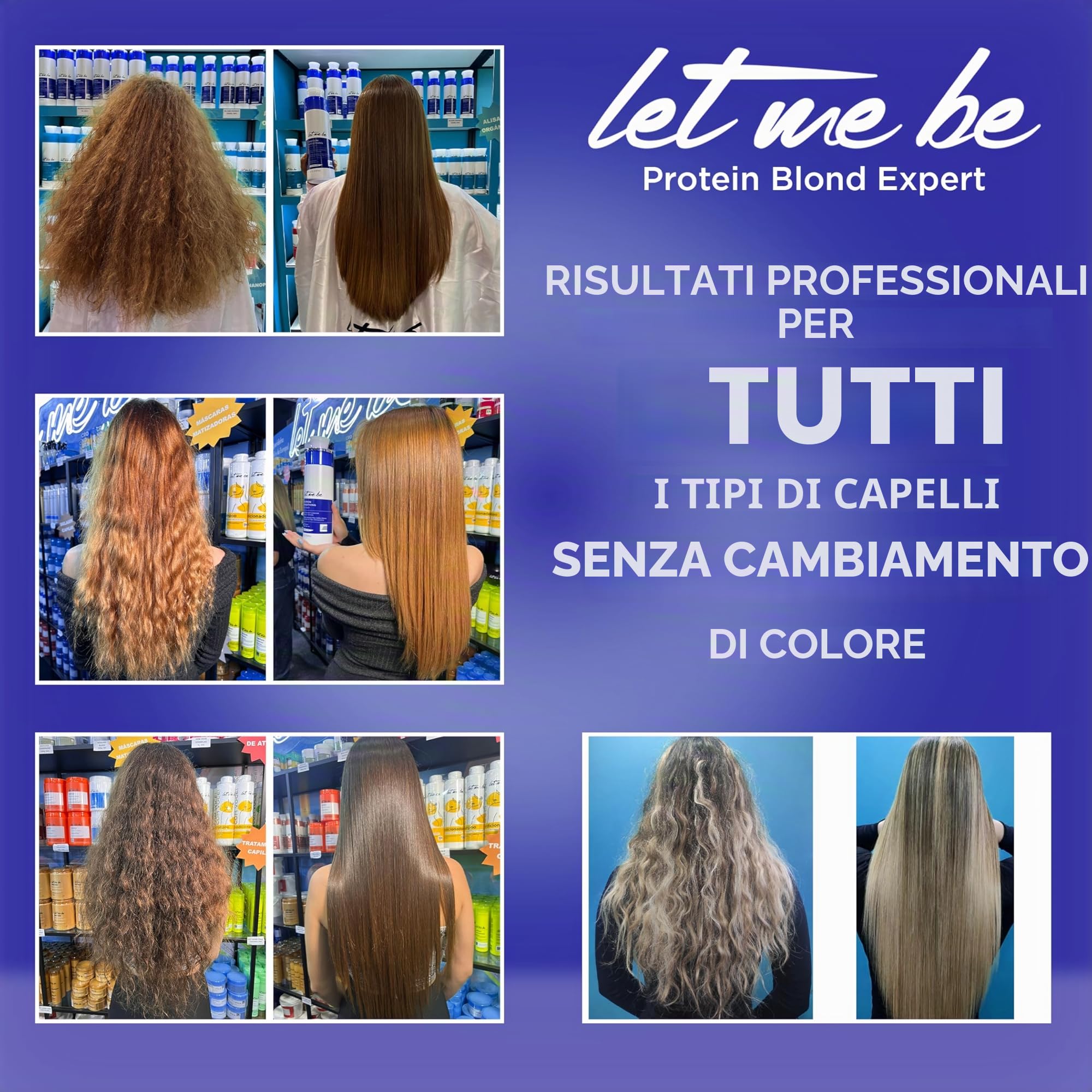 Let Me Be - Protein Smoothing Blond Expert | Keratina Lisciante per Capelli Biondi, Grigi e Decolorati | Effetto Antigiallo | Stiratura Brasiliana Organica in Fase Unica, Senza Formaldeide - 500ml
